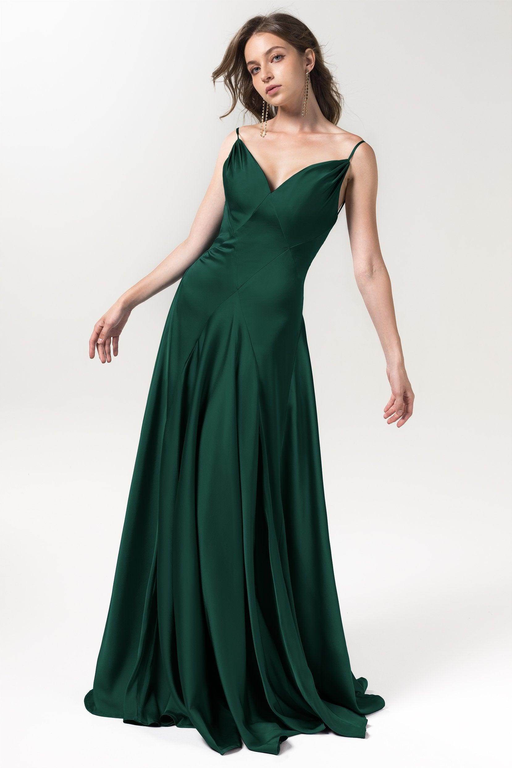 A-Line Floor Length Luxe Satin Bridesmaid Dress Formal Dresses CB0591