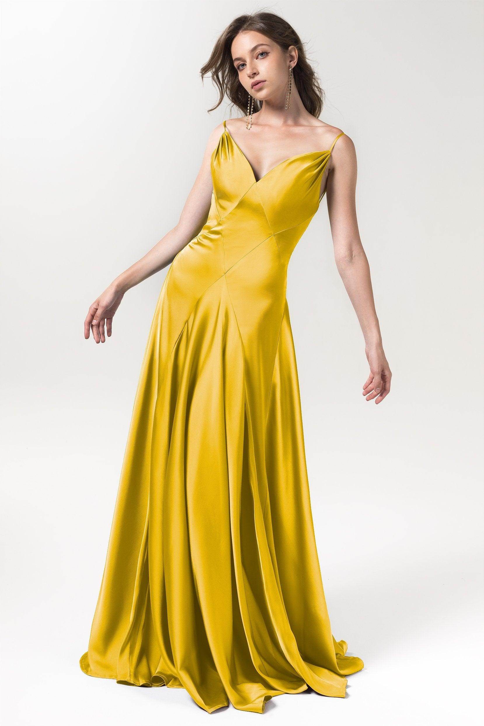 A-Line Floor Length Luxe Satin Bridesmaid Dress Formal Dresses CB0591