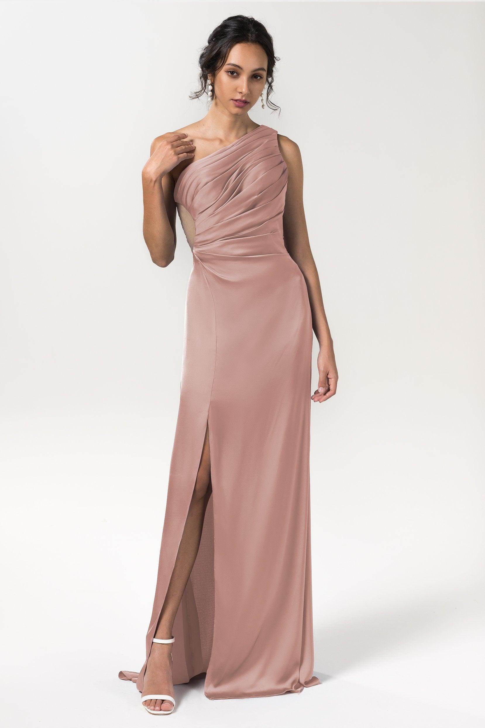 Sheath Floor Length Luxe Satin Bridesmaid Dress Formal Dresses CB0592