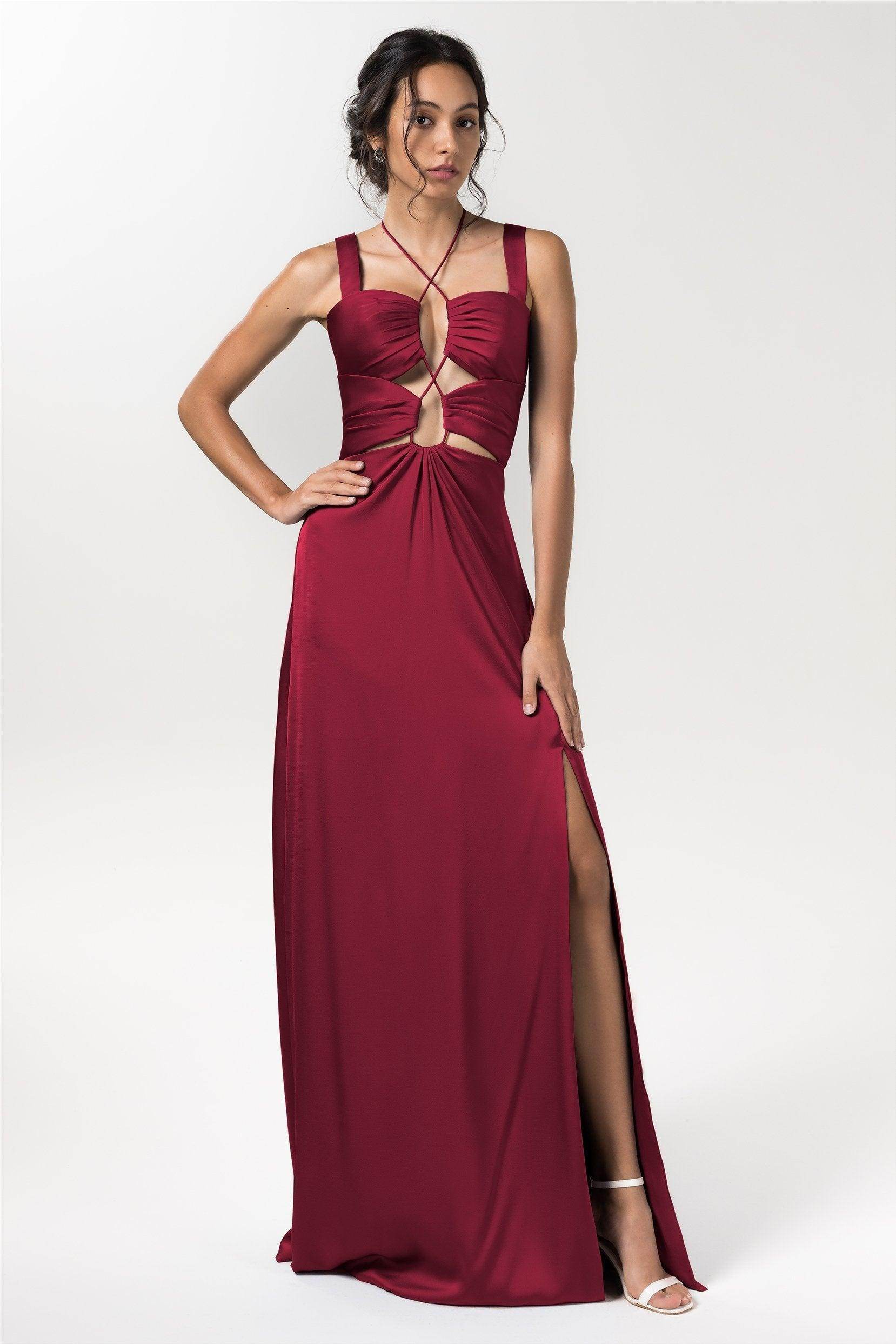 Sheath Floor Length Luxe Satin Bridesmaid Dress Formal Dresses CB0593