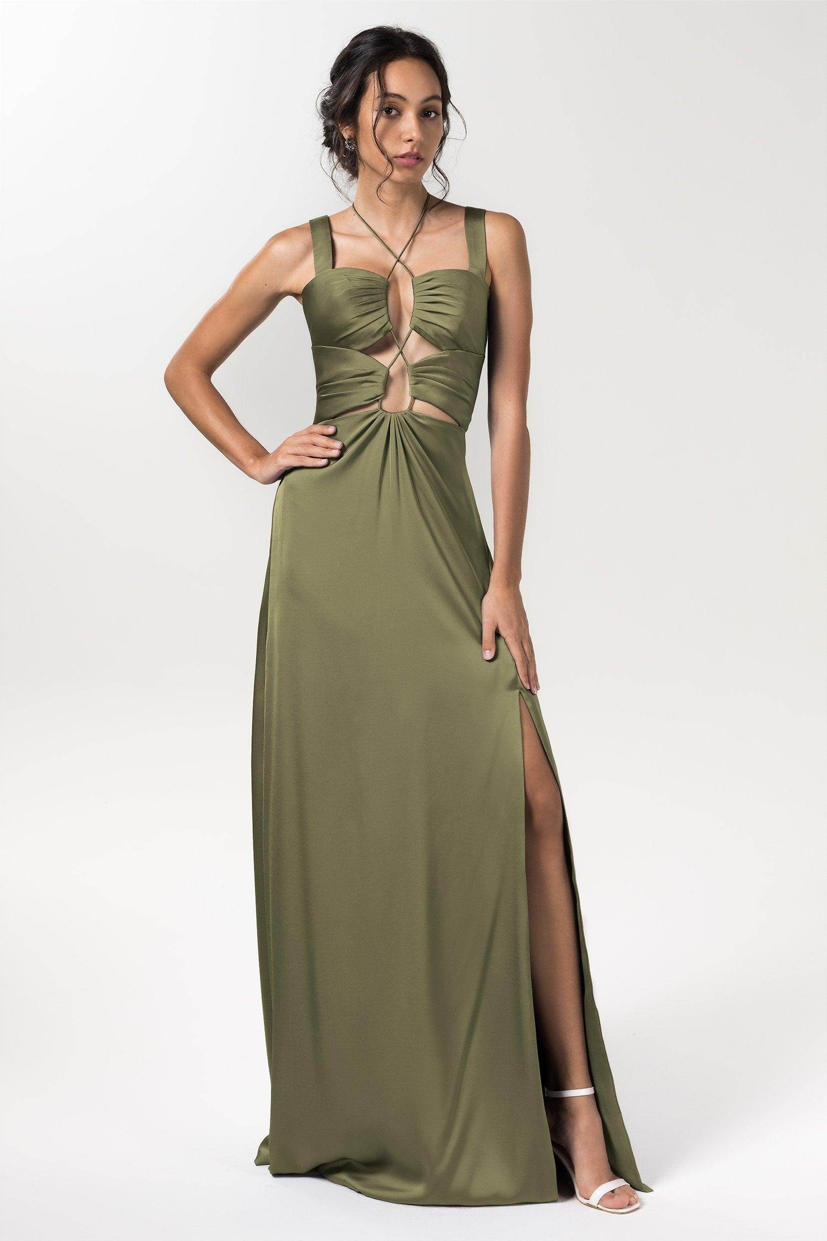 Sheath Floor Length Luxe Satin Bridesmaid Dress Formal Dresses CB0593
