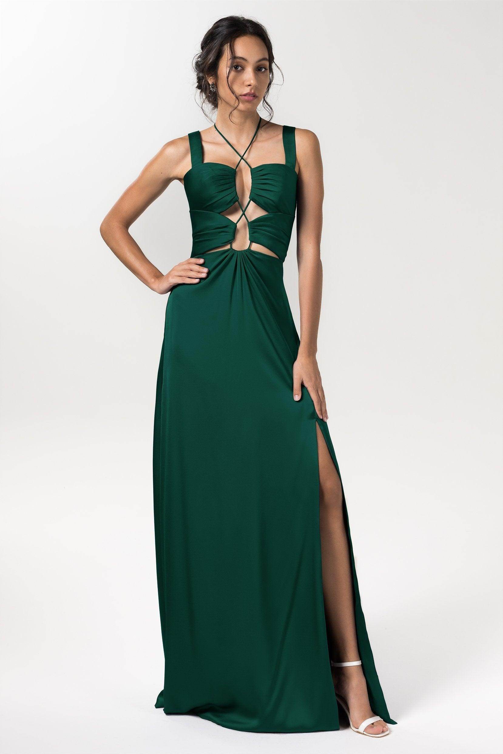 Sheath Floor Length Luxe Satin Bridesmaid Dress Formal Dresses CB0593