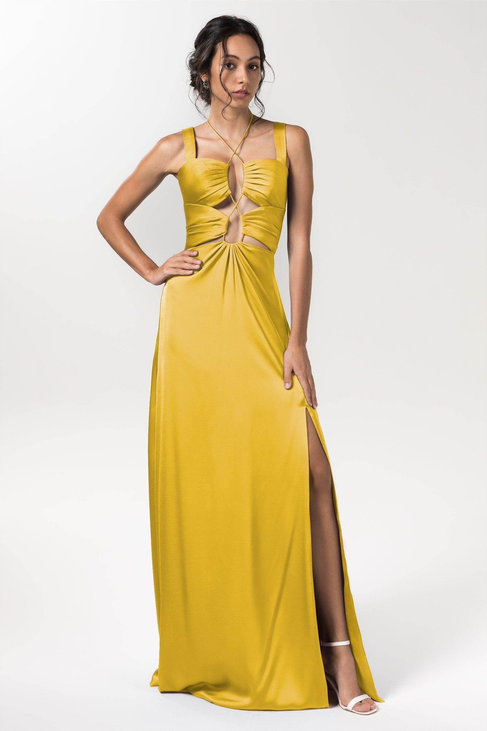Sheath Floor Length Luxe Satin Bridesmaid Dress Formal Dresses CB0593