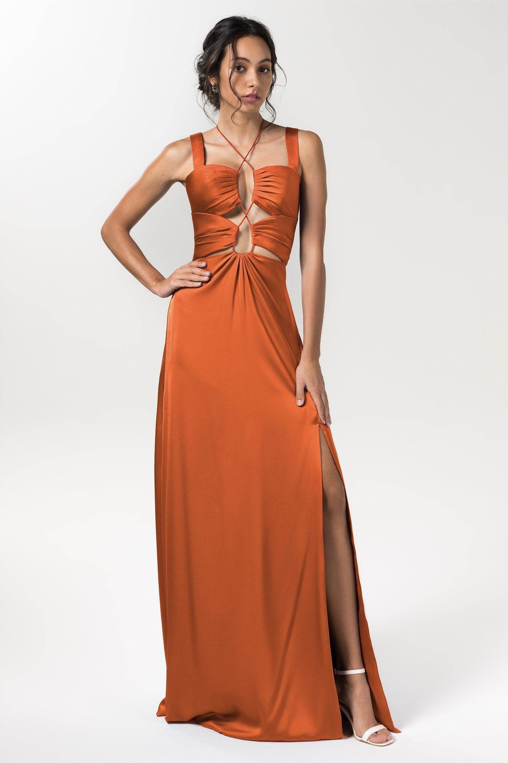 Sheath Floor Length Luxe Satin Bridesmaid Dress Formal Dresses CB0593