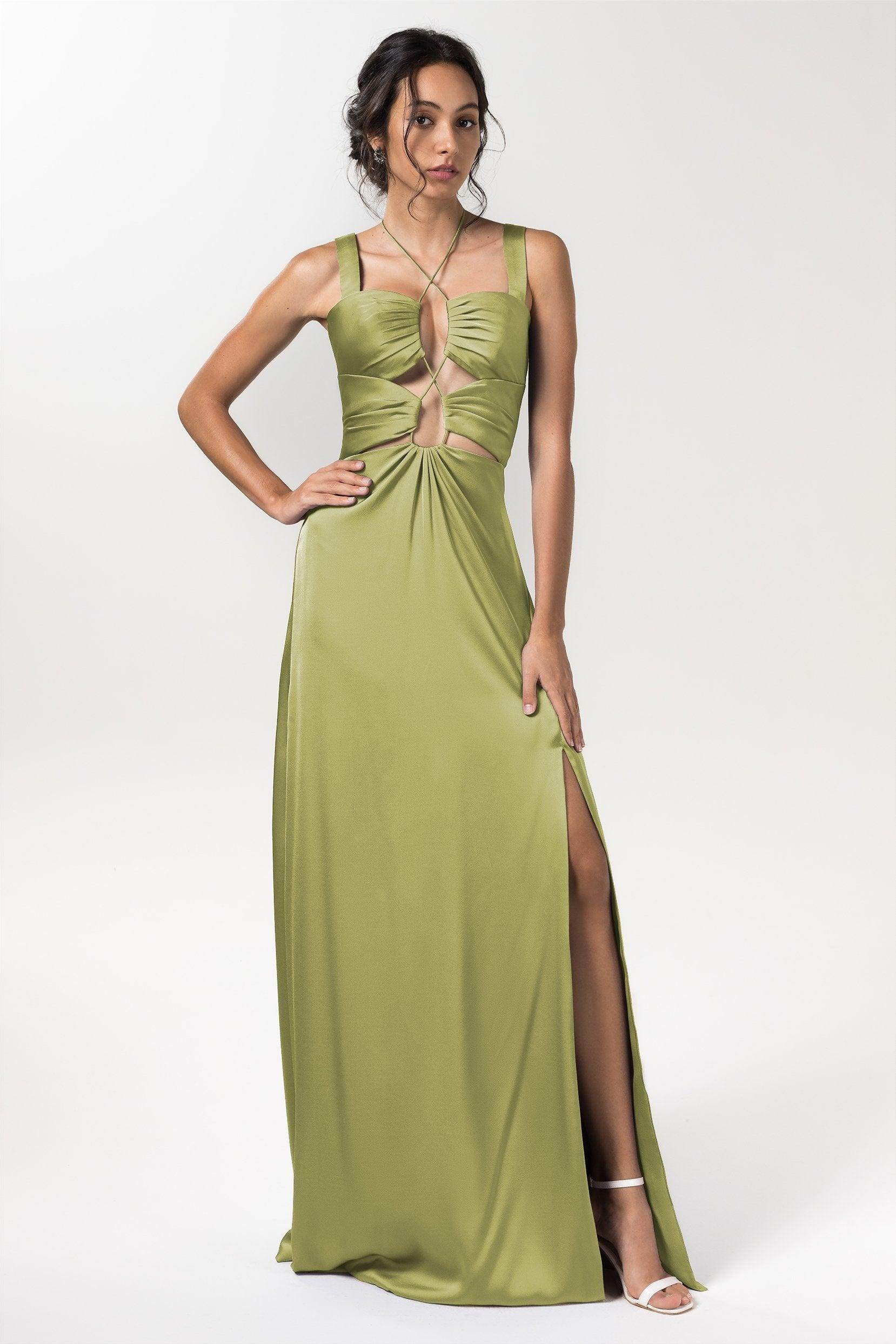 Sheath Floor Length Luxe Satin Bridesmaid Dress Formal Dresses CB0593
