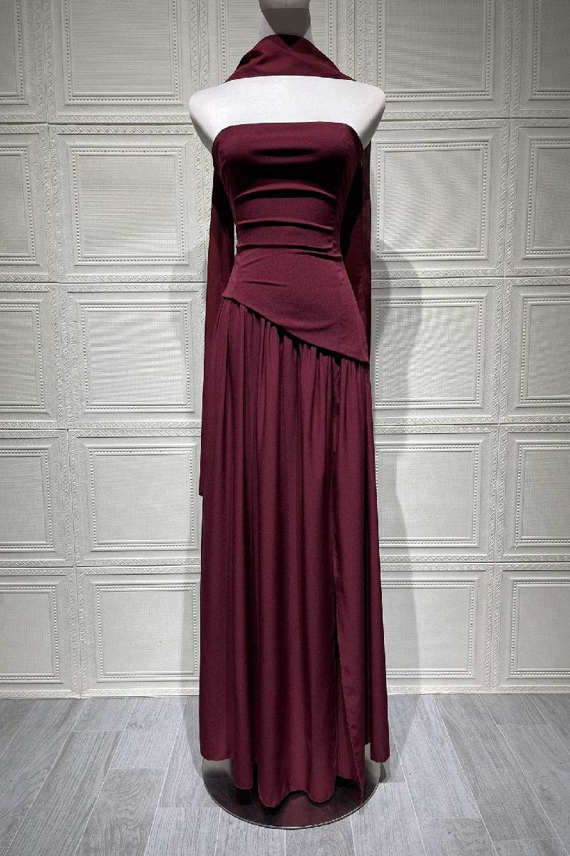 A-Line Maxi Knitted Fabric Dress 970800986791