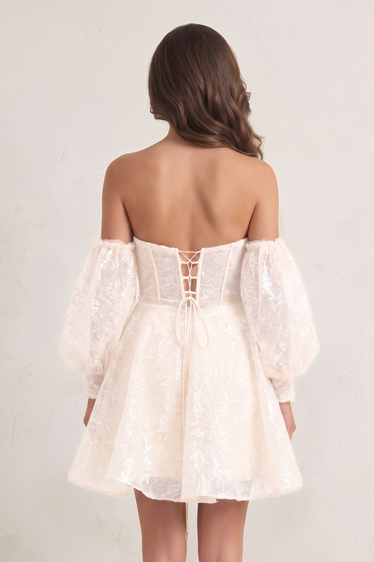 A Line Sweetheart Corset Homecoming Dress with Sleeves