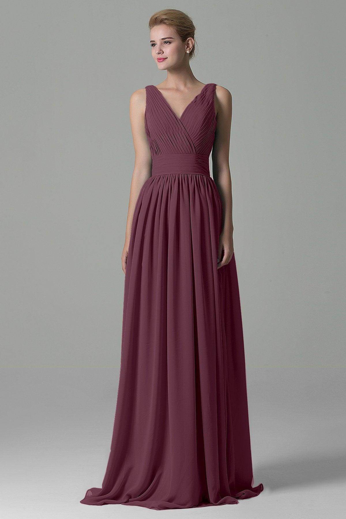 Sheath Floor Length Chiffon Bridesmaid Dress COAF1500A