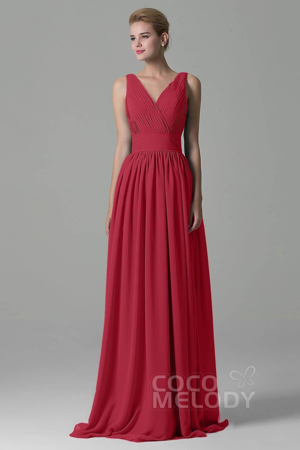 Sheath Floor Length Chiffon Bridesmaid Dress COAF1500A