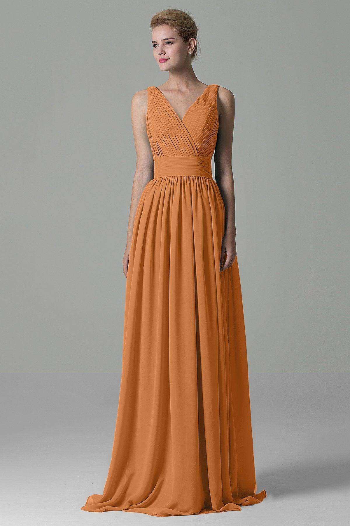 Sheath Floor Length Chiffon Bridesmaid Dress COAF1500A
