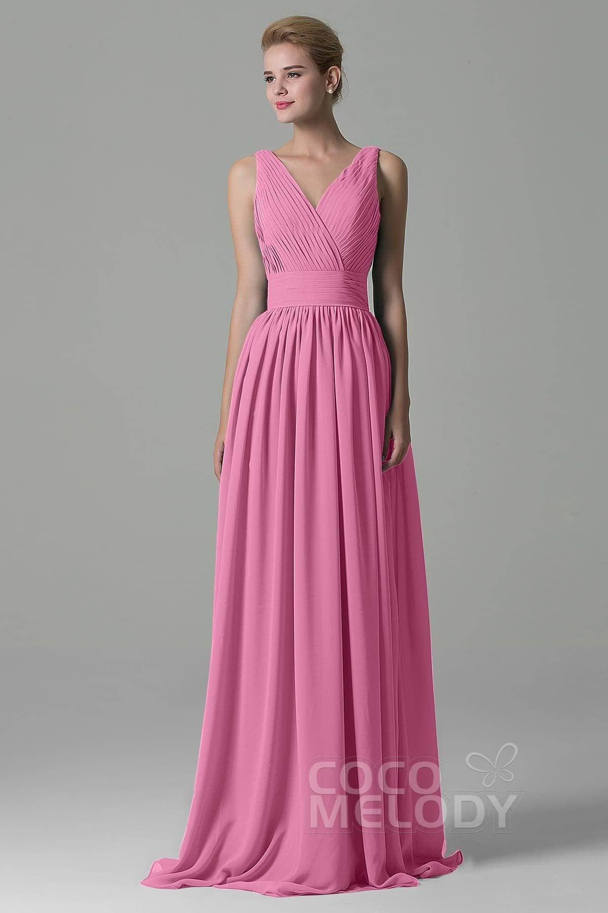 Sheath Floor Length Chiffon Bridesmaid Dress COAF1500A