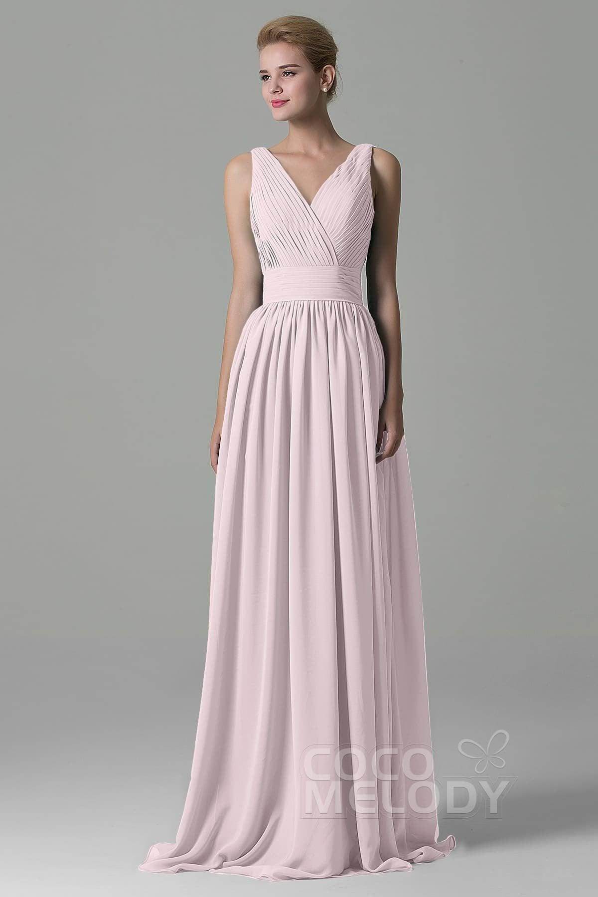 Sheath Floor Length Chiffon Bridesmaid Dress COAF1500A