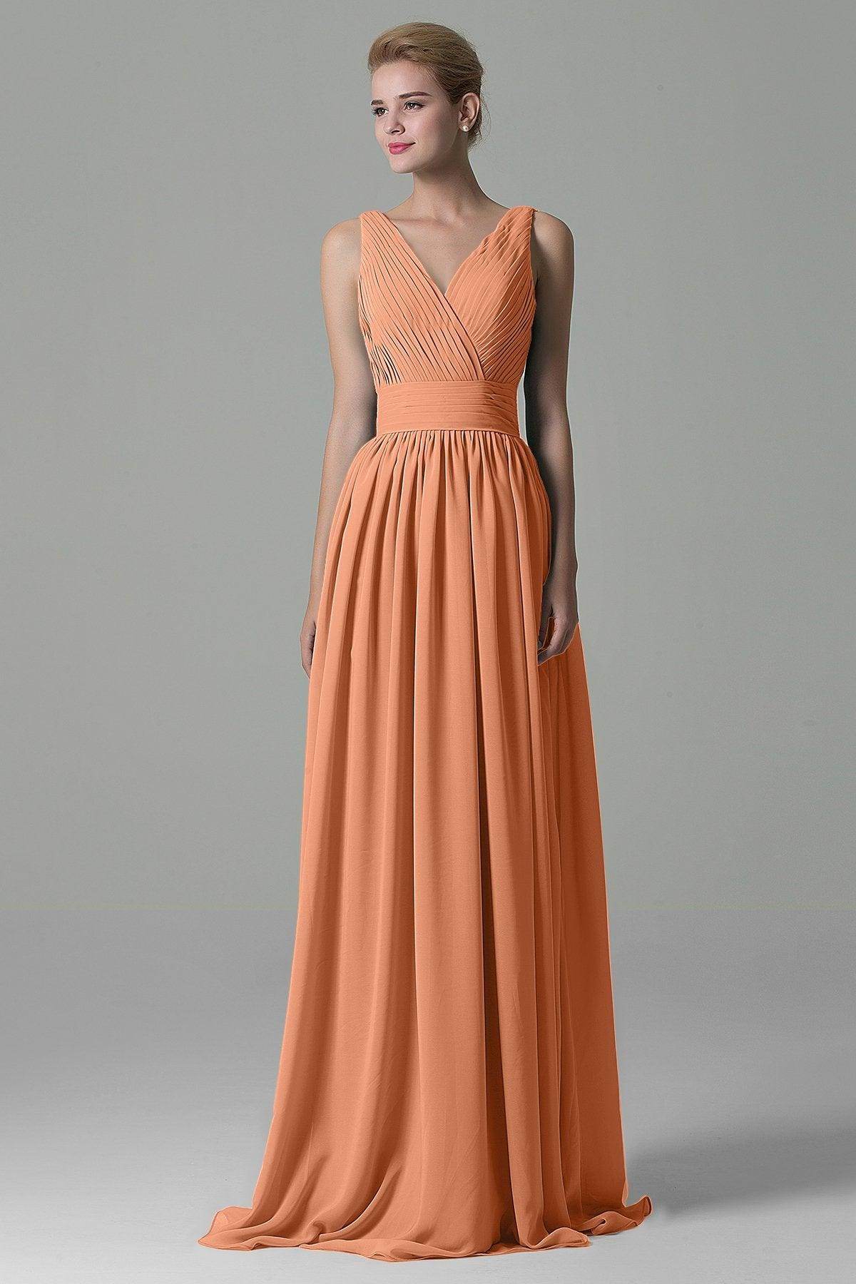 Sheath Floor Length Chiffon Bridesmaid Dress COAF1500A