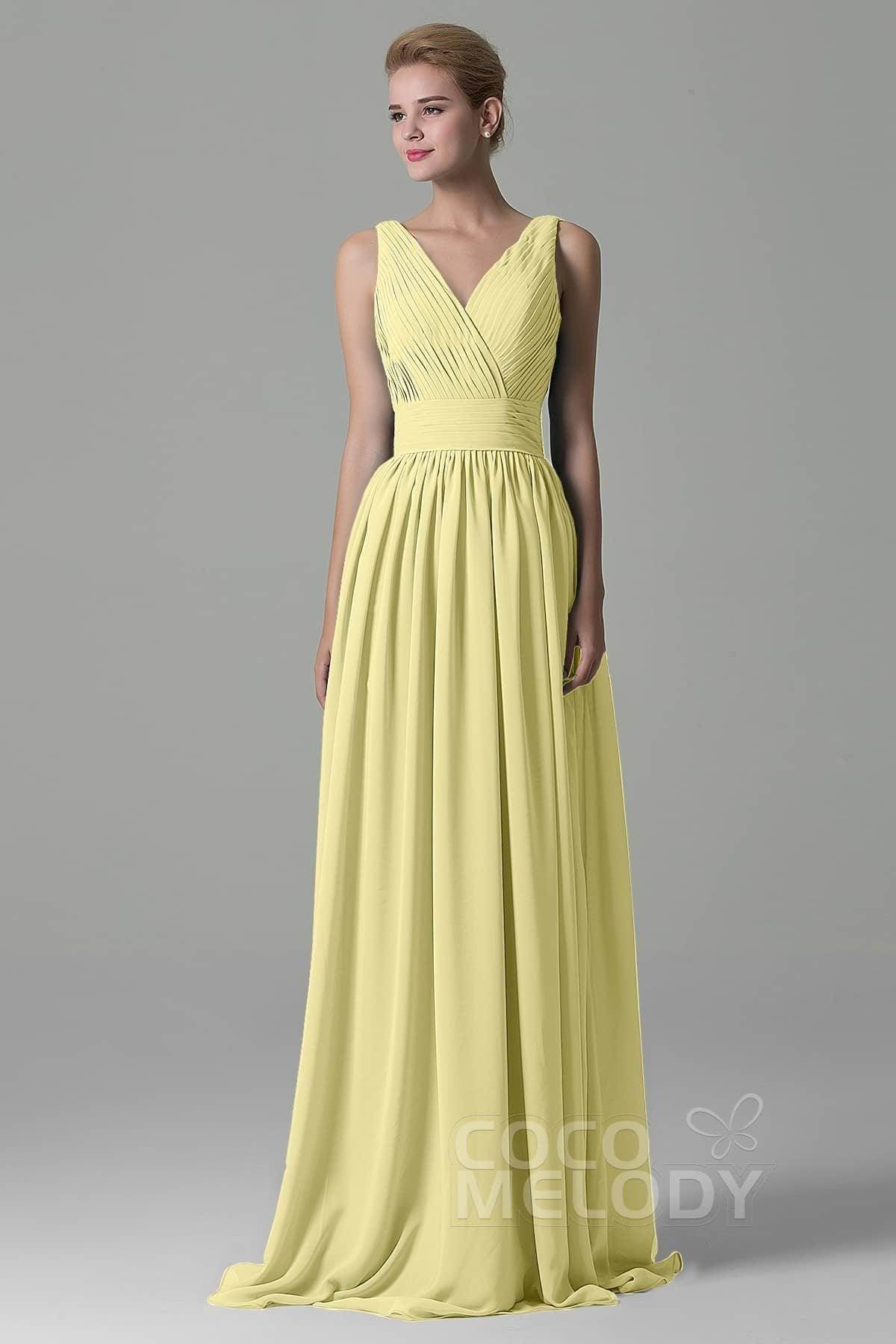 Sheath Floor Length Chiffon Bridesmaid Dress COAF1500A