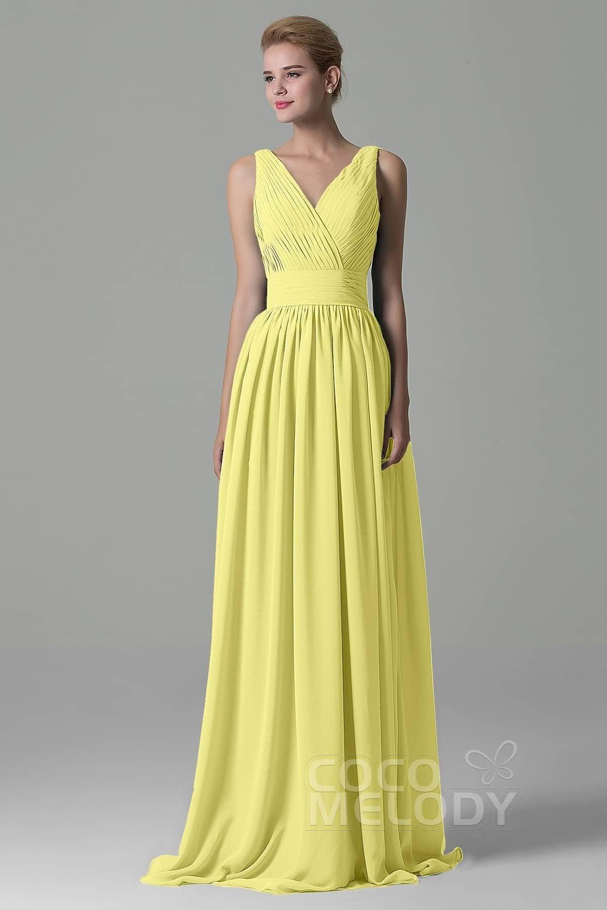 Sheath Floor Length Chiffon Bridesmaid Dress COAF1500A