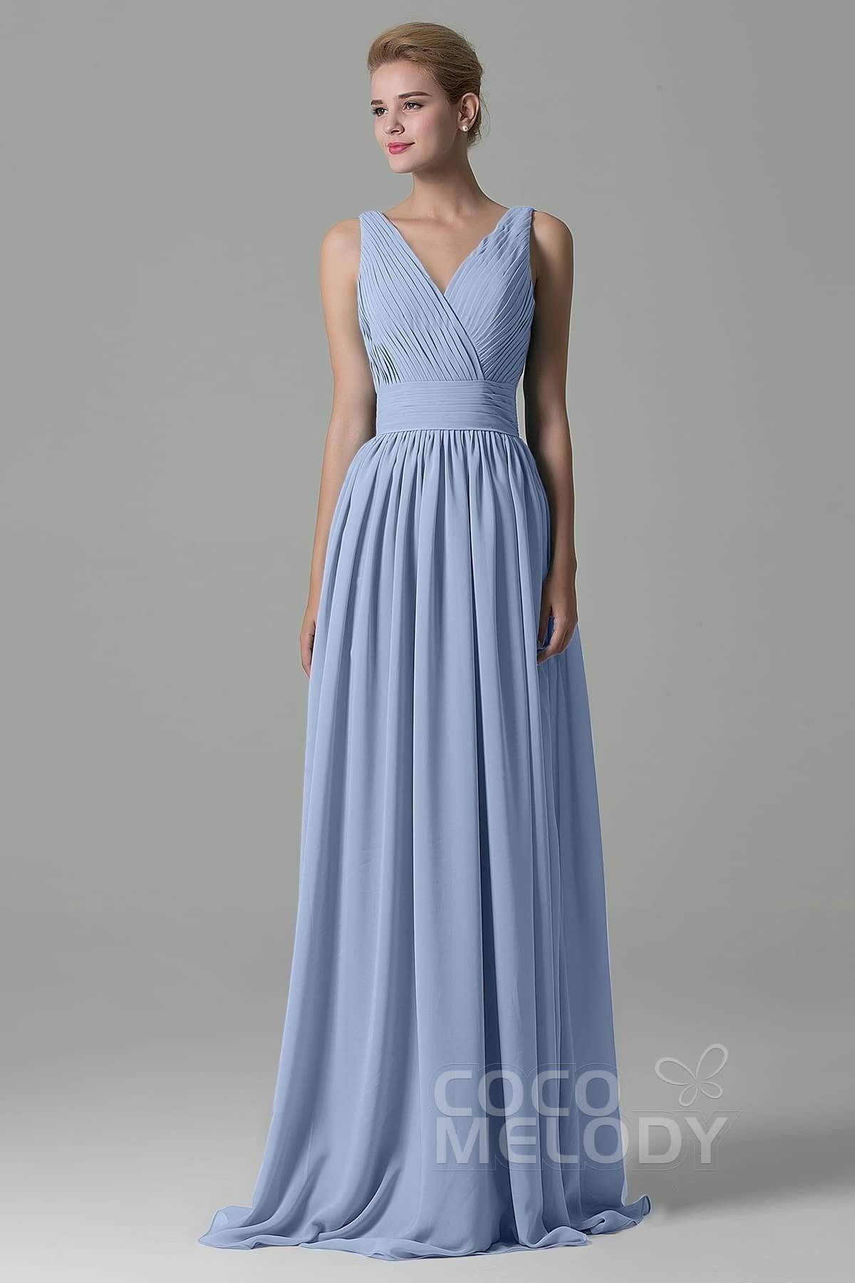 Sheath Floor Length Chiffon Bridesmaid Dress COAF1500A