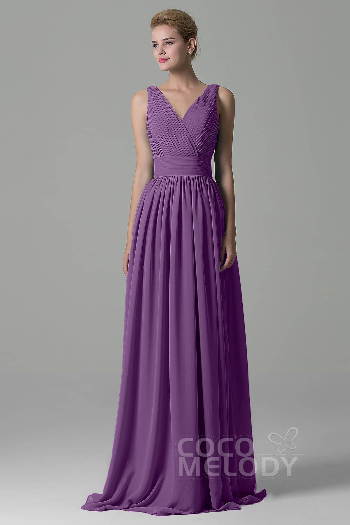 Sheath Floor Length Chiffon Bridesmaid Dress COAF1500A
