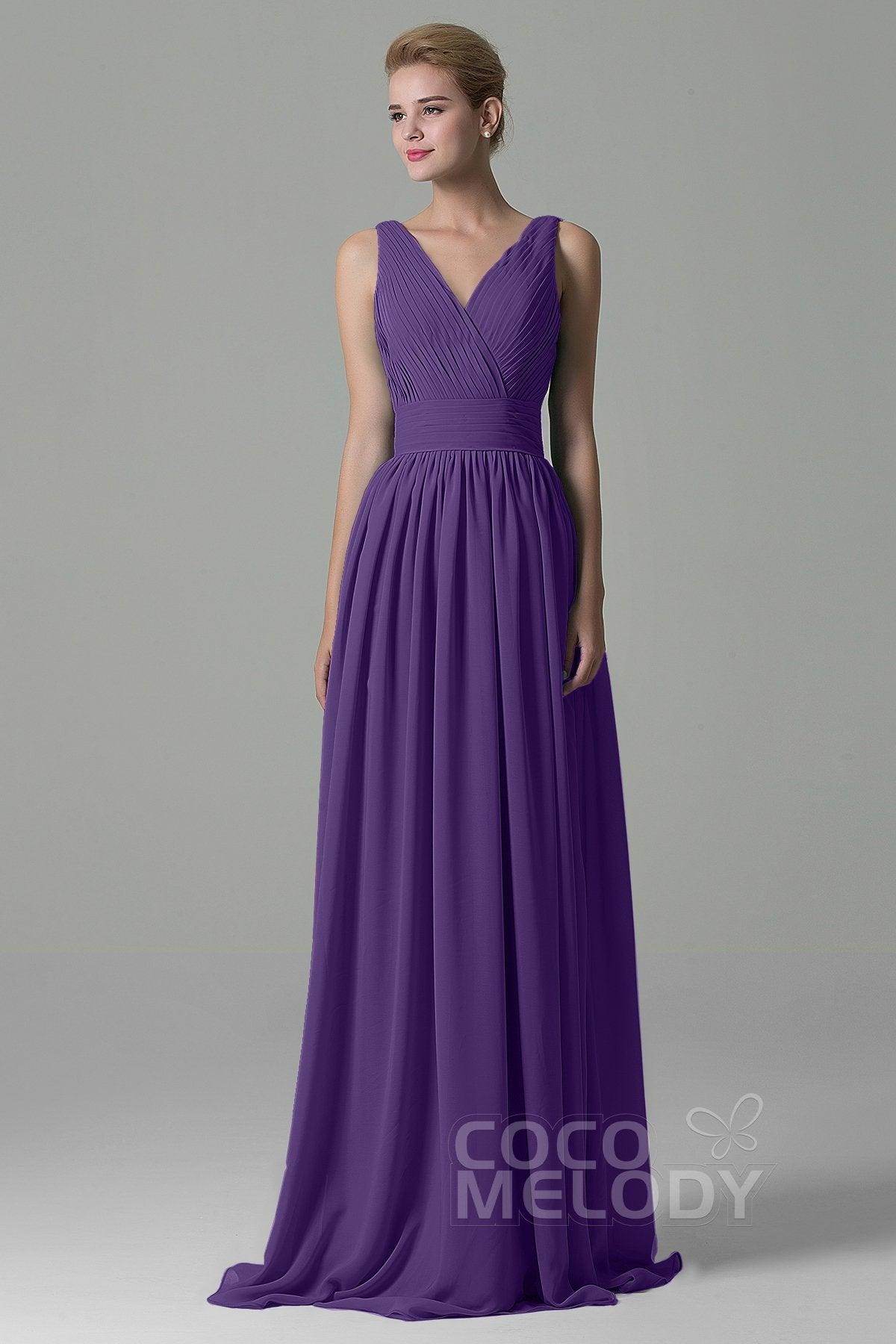 Sheath Floor Length Chiffon Bridesmaid Dress COAF1500A