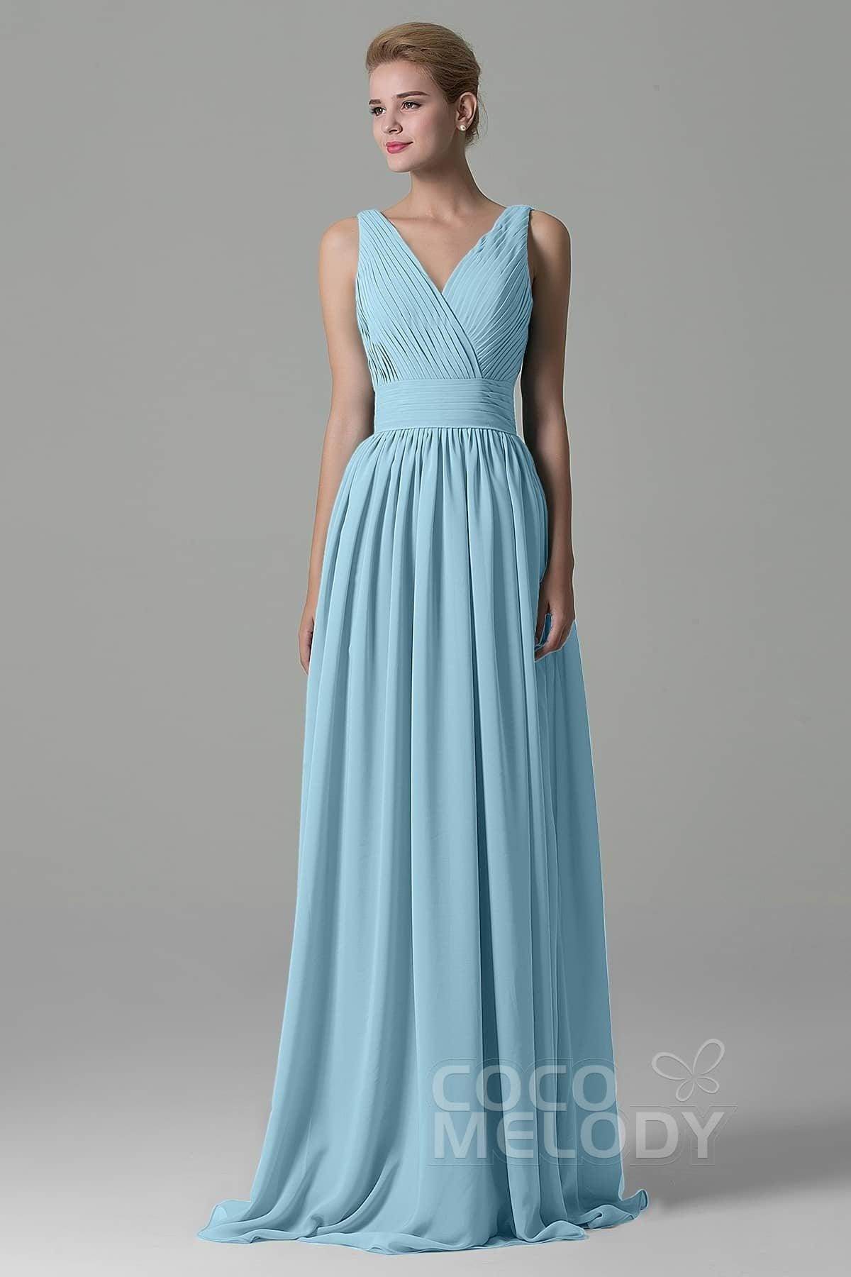 Sheath Floor Length Chiffon Bridesmaid Dress COAF1500A