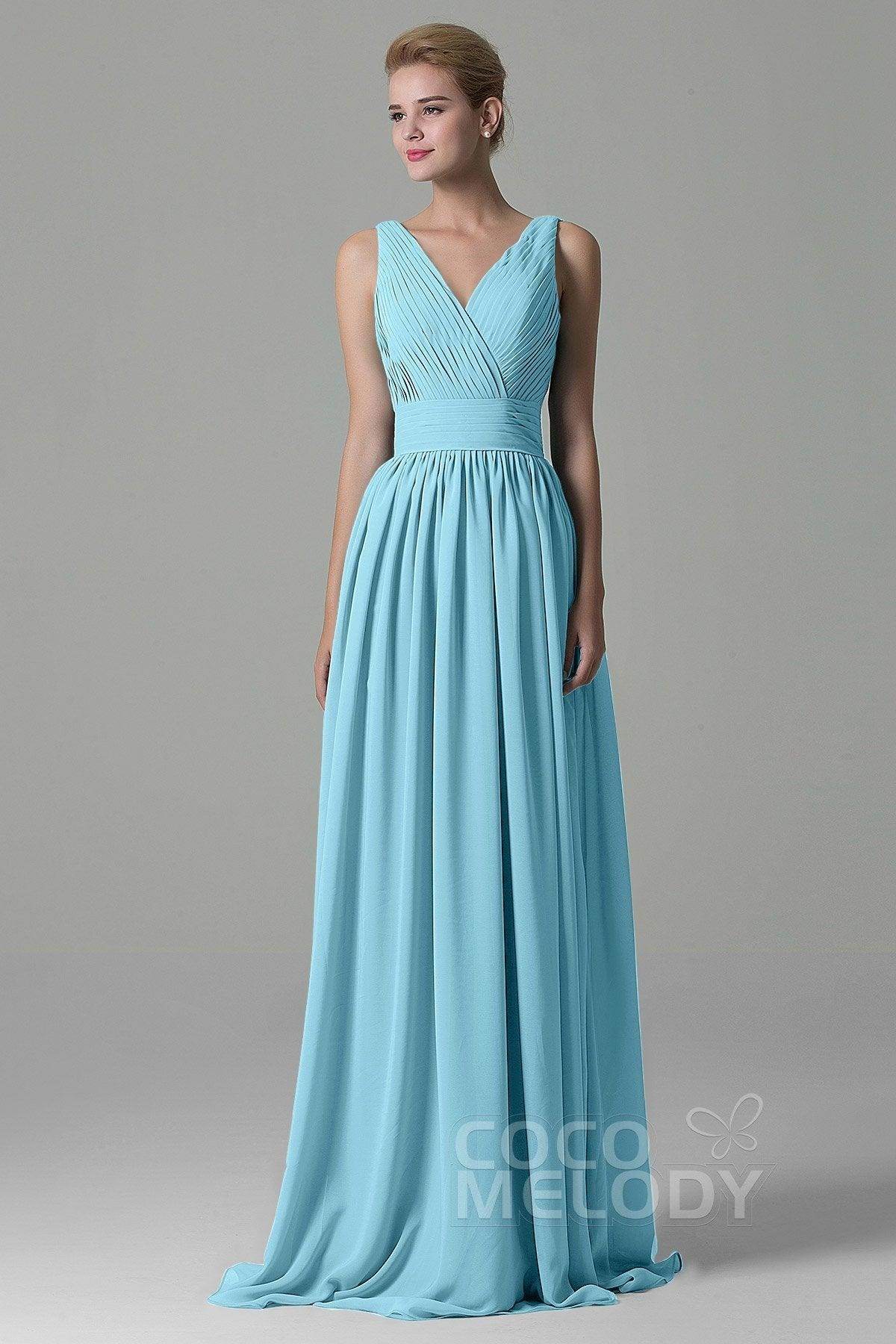 Sheath Floor Length Chiffon Bridesmaid Dress COAF1500A
