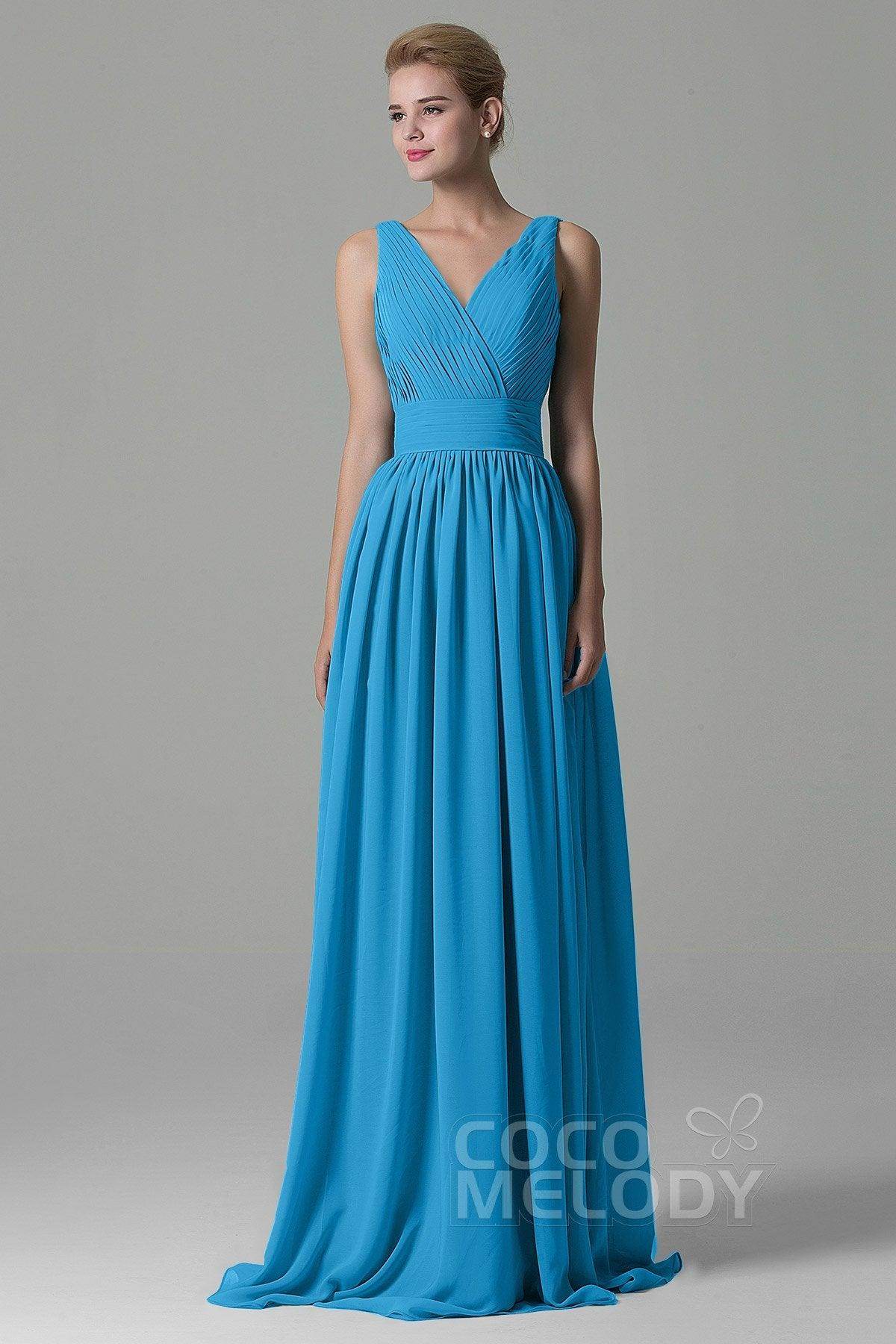 Sheath Floor Length Chiffon Bridesmaid Dress COAF1500A