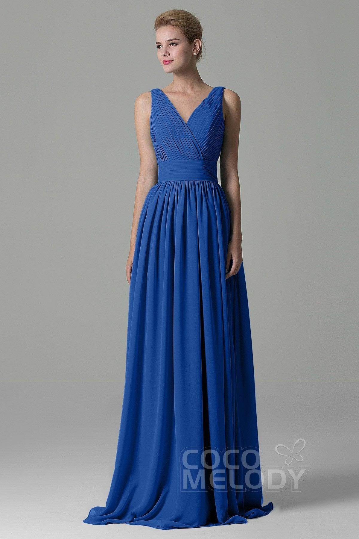 Sheath Floor Length Chiffon Bridesmaid Dress COAF1500A