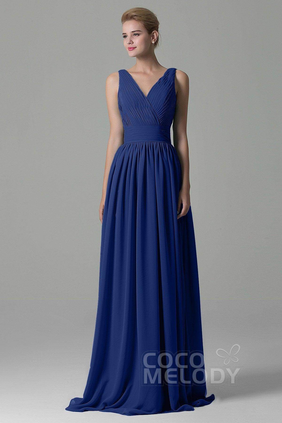 Sheath Floor Length Chiffon Bridesmaid Dress COAF1500A