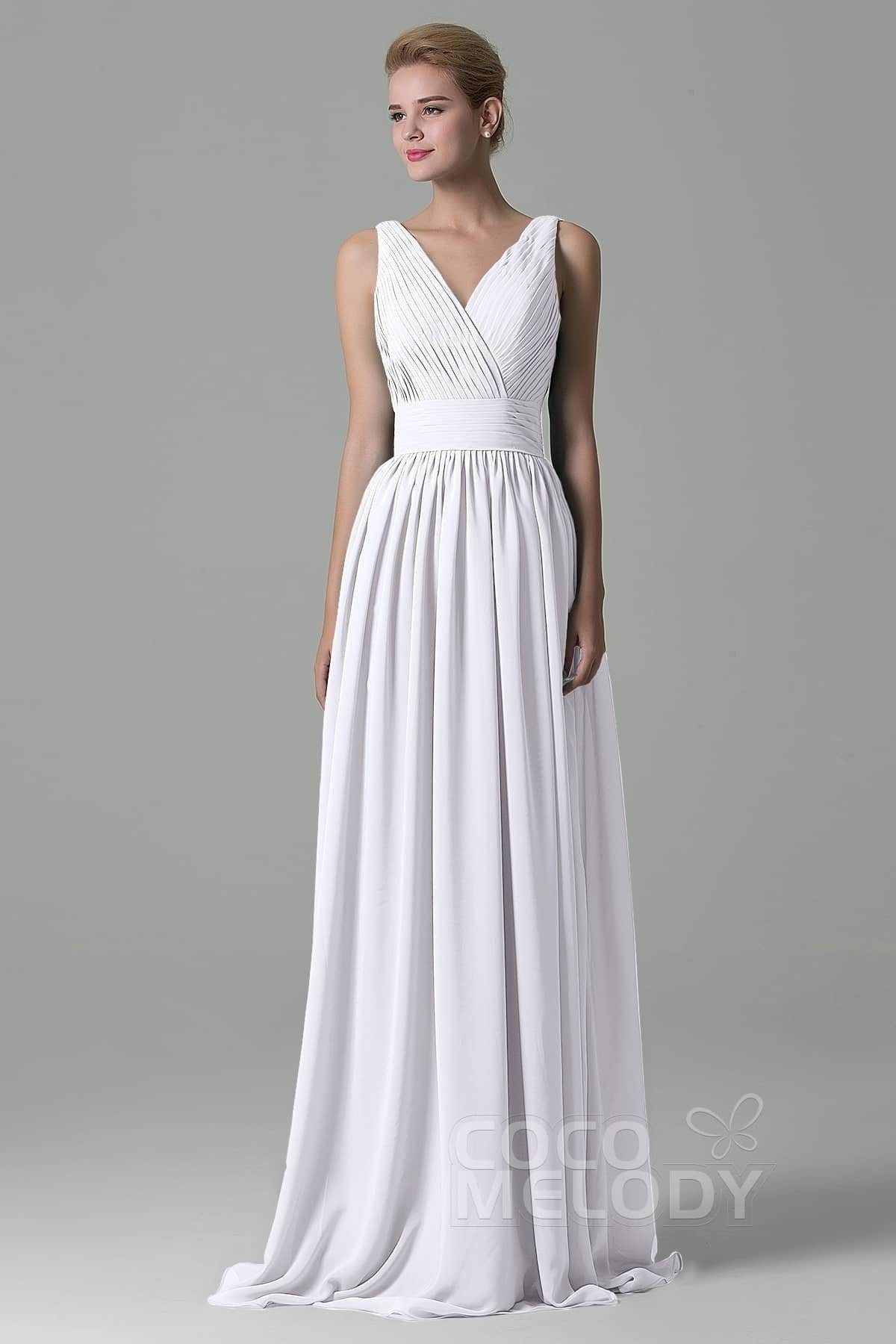 Sheath Floor Length Chiffon Bridesmaid Dress COAF1500A
