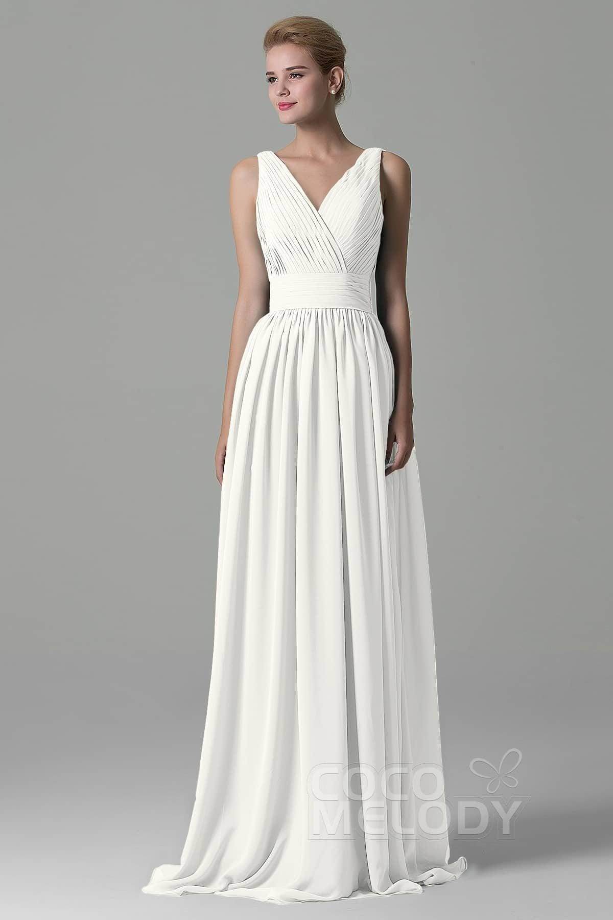 Sheath Floor Length Chiffon Bridesmaid Dress COAF1500A