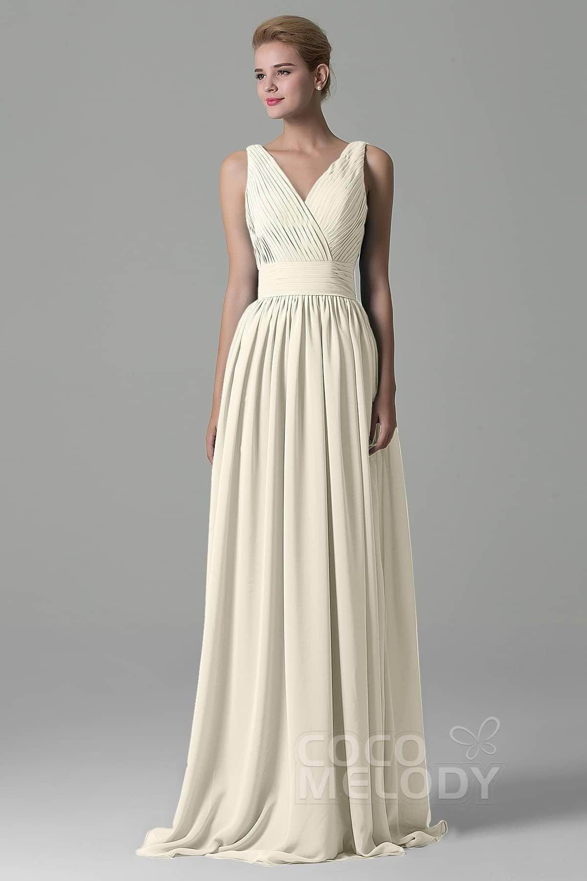 Sheath Floor Length Chiffon Bridesmaid Dress COAF1500A