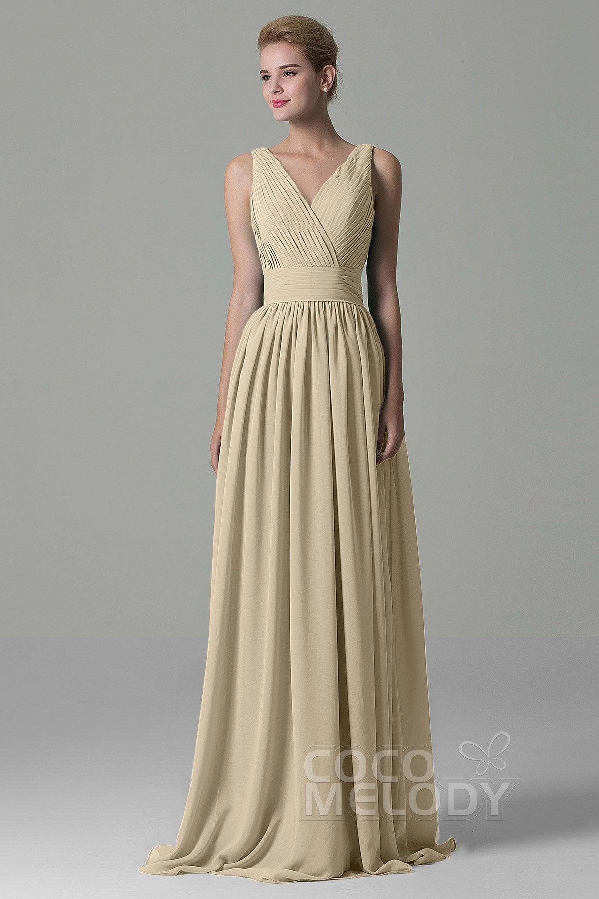 Sheath Floor Length Chiffon Bridesmaid Dress COAF1500A