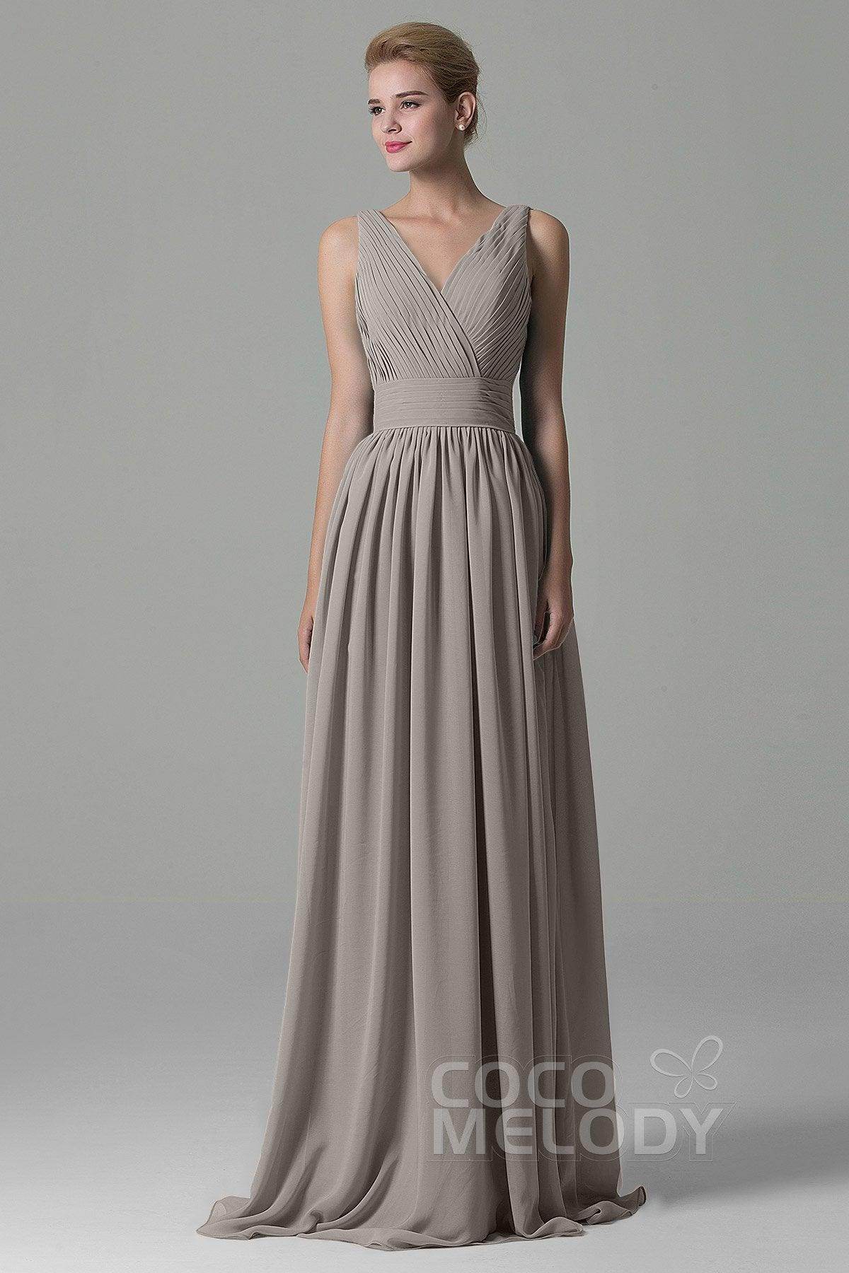 Sheath Floor Length Chiffon Bridesmaid Dress COAF1500A