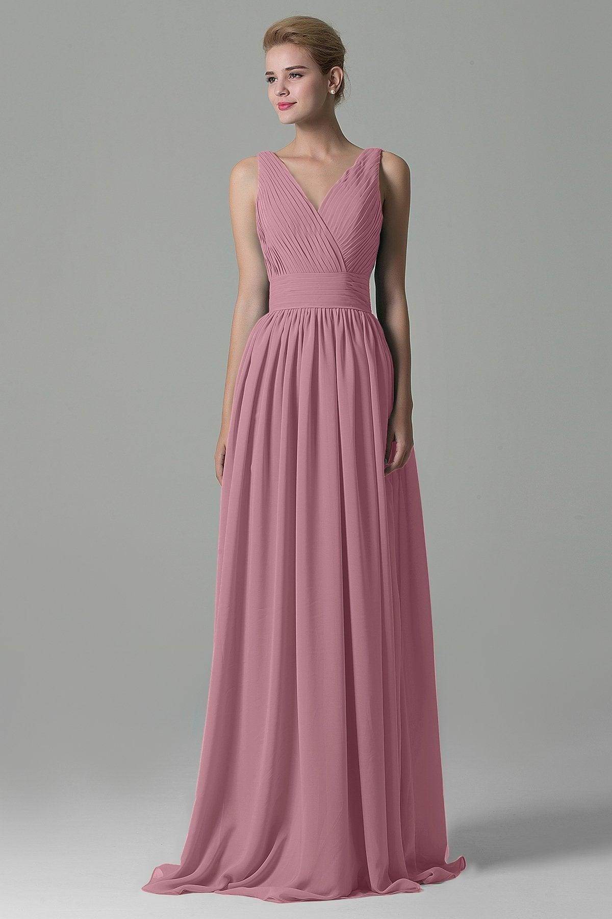 Sheath Floor Length Chiffon Bridesmaid Dress COAF1500A