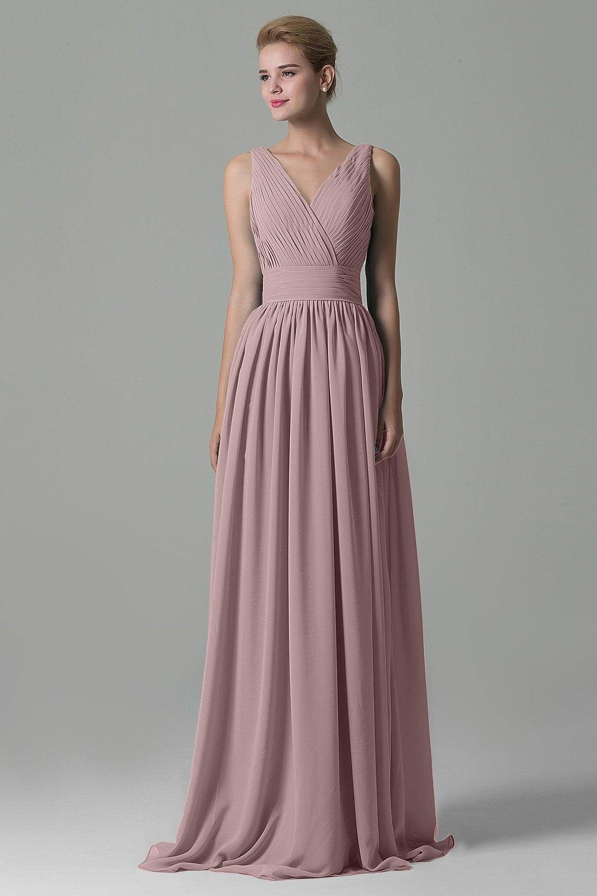 Sheath Floor Length Chiffon Bridesmaid Dress COAF1500A