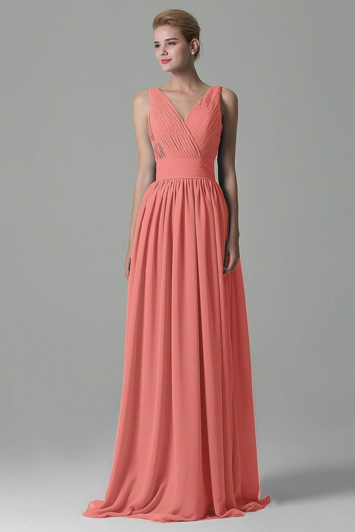 Sheath Floor Length Chiffon Bridesmaid Dress COAF1500A