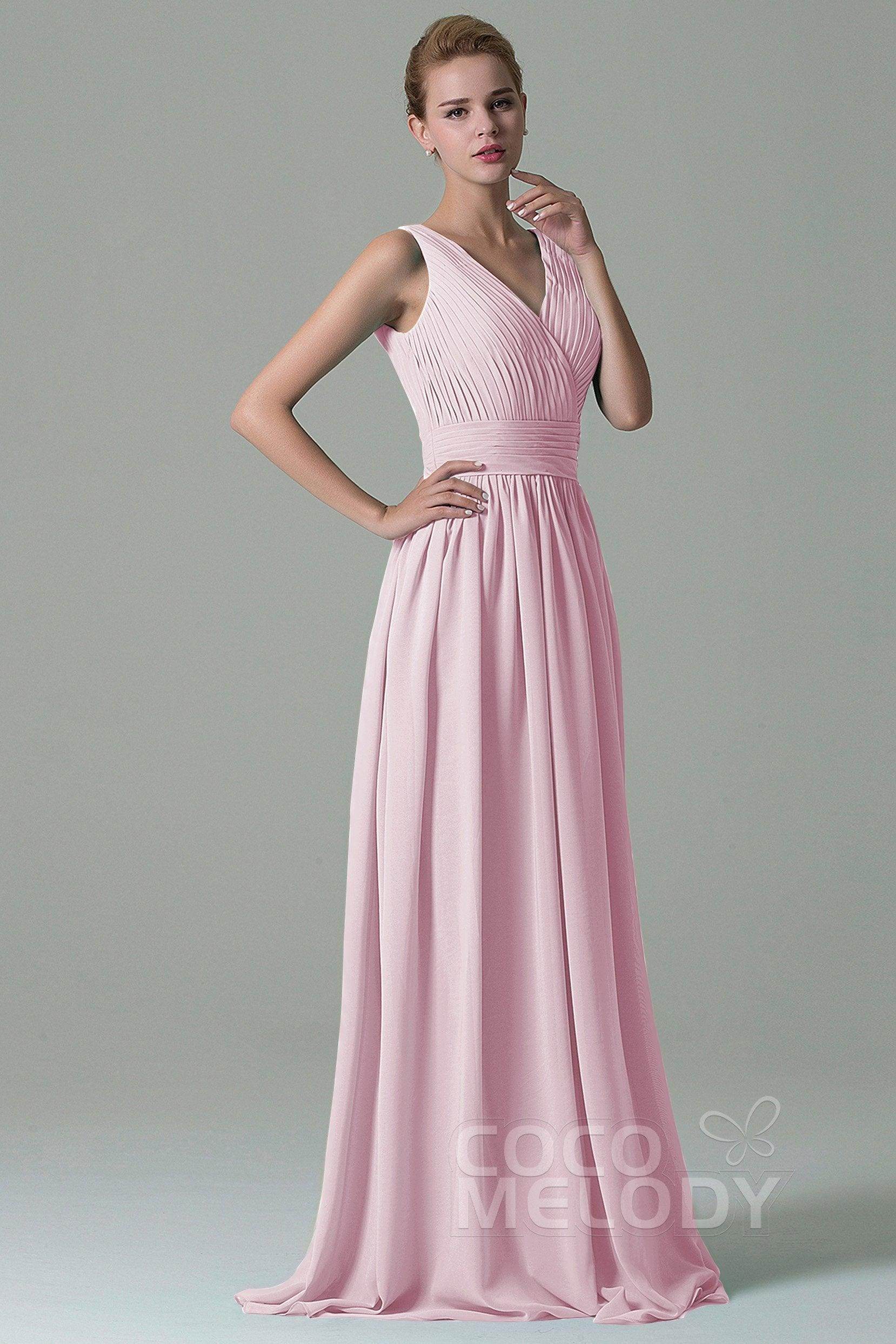 Sheath Floor Length Chiffon Bridesmaid Dress COAF1500A