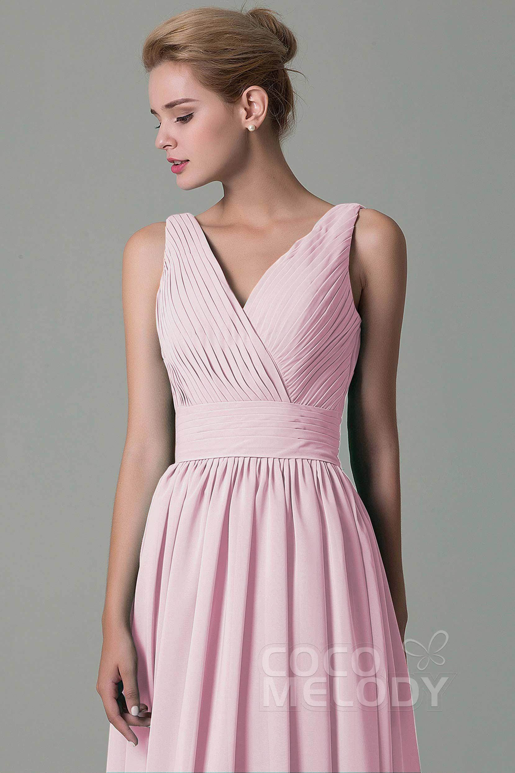 Sheath Floor Length Chiffon Bridesmaid Dress COAF1500A