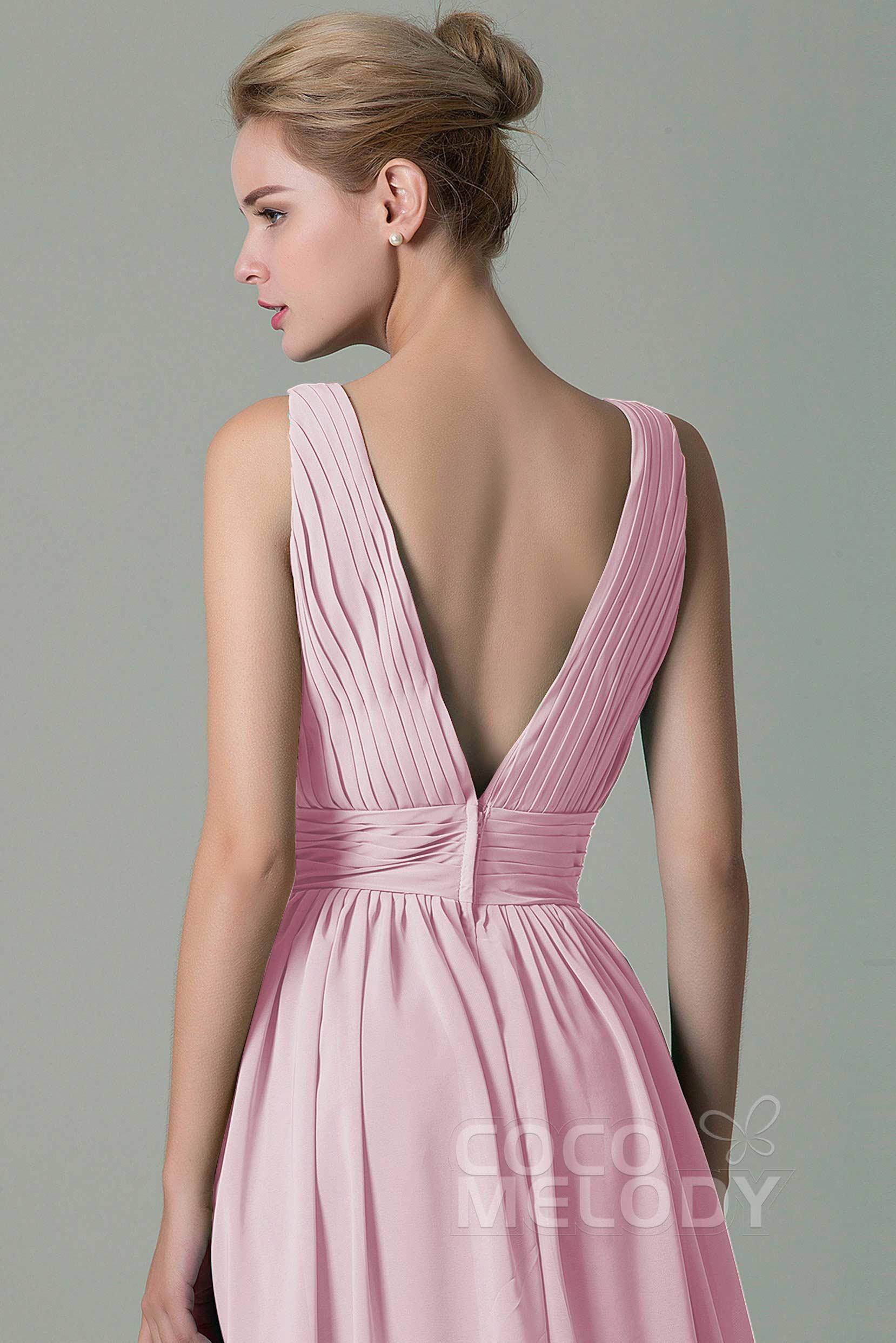 Sheath Floor Length Chiffon Bridesmaid Dress COAF1500A