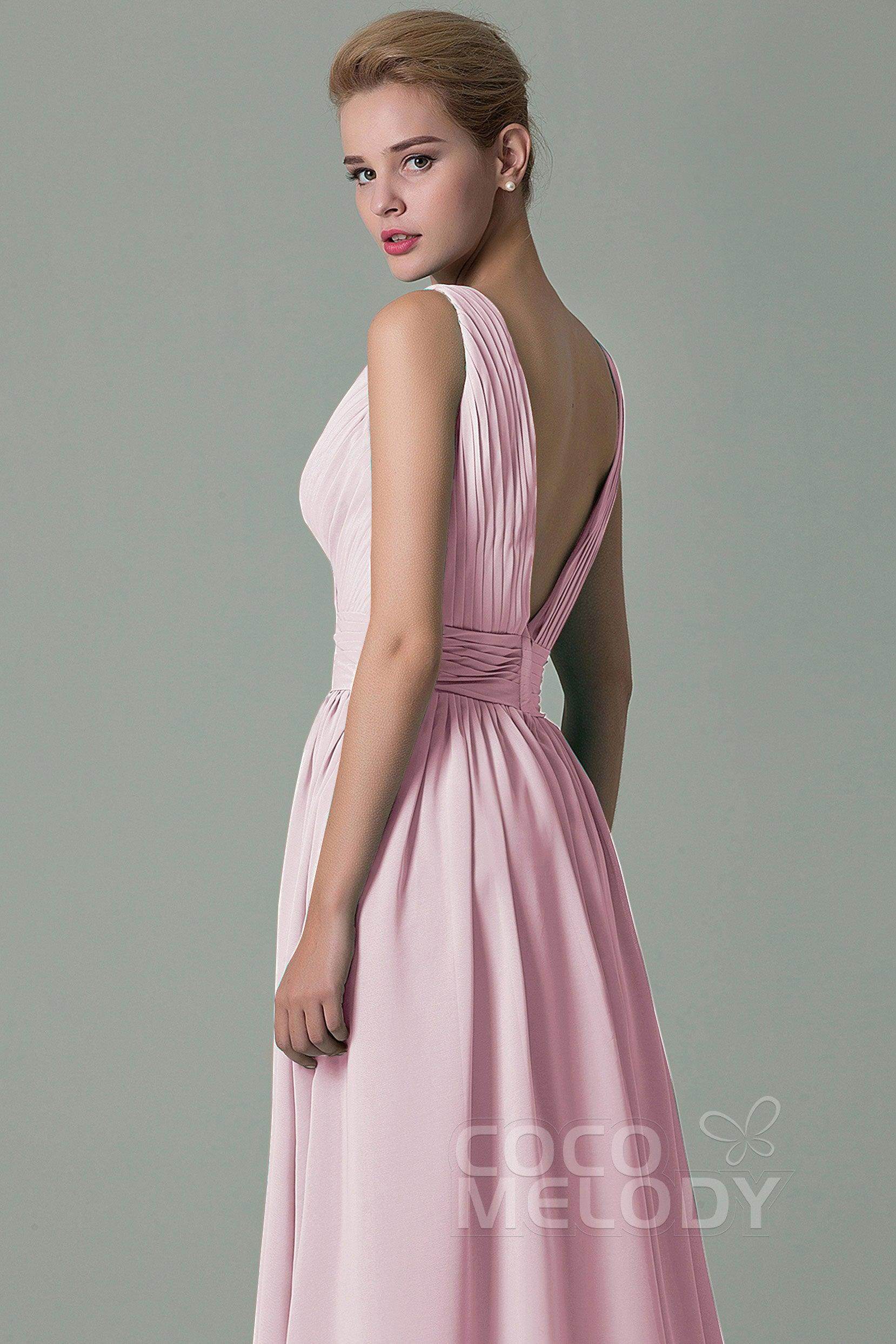 Sheath Floor Length Chiffon Bridesmaid Dress COAF1500A