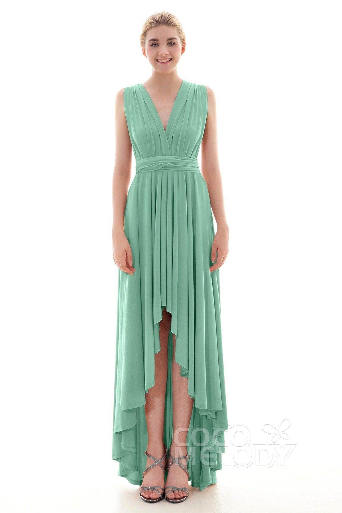 Asymmetrical High-Low Knitted Bridesmaid Dress COED16001