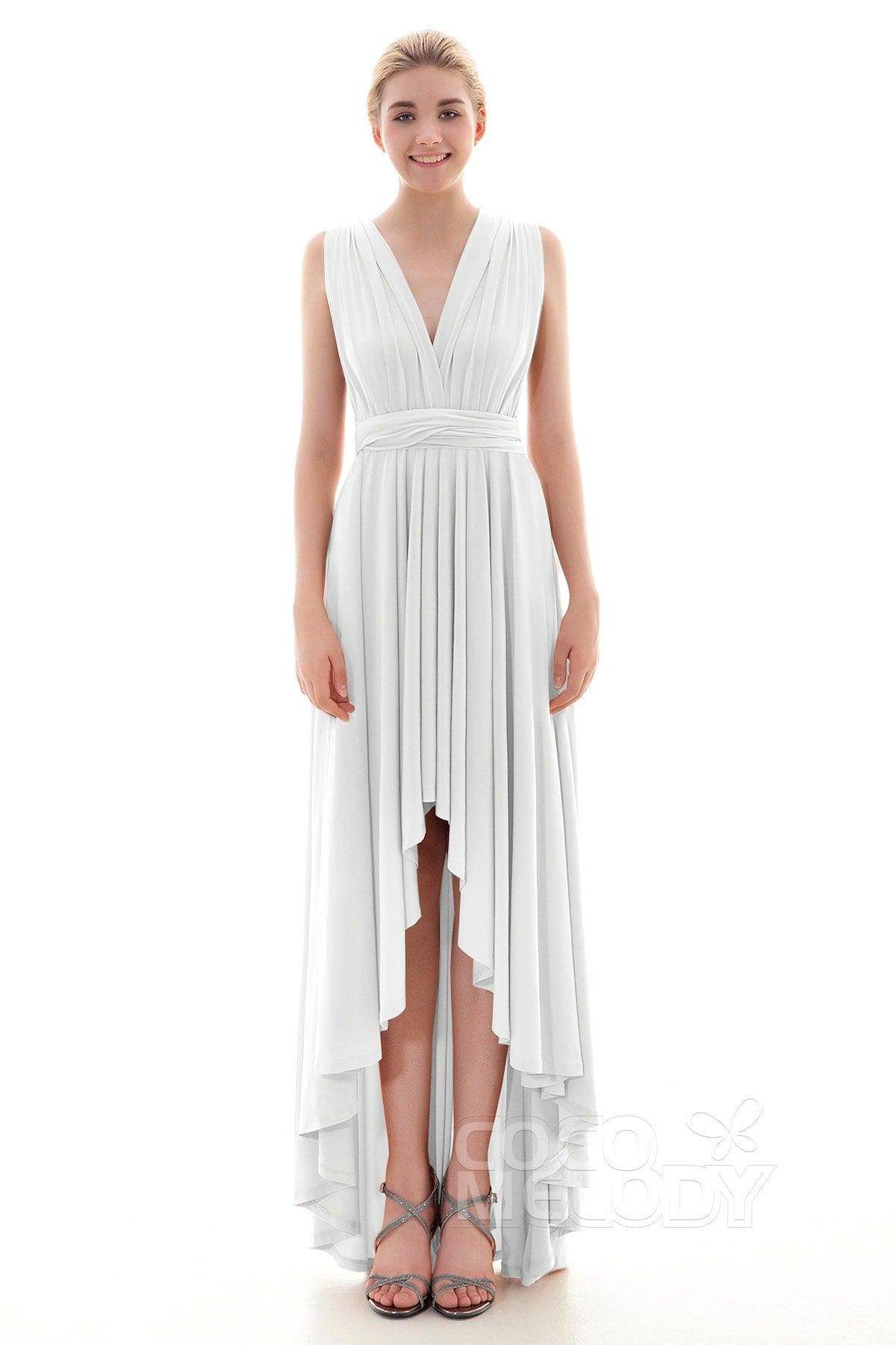 Asymmetrical High-Low Knitted Bridesmaid Dress COED16001