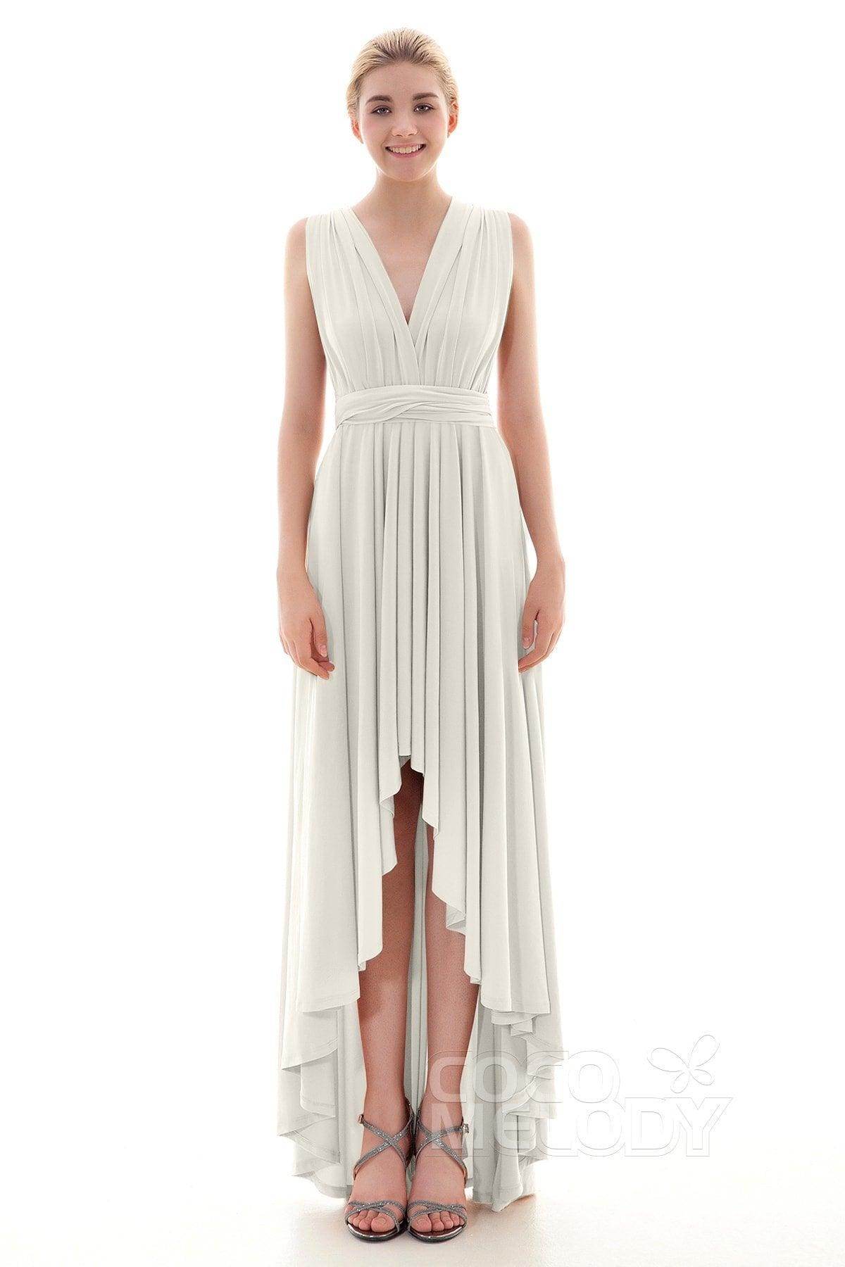 Asymmetrical High-Low Knitted Bridesmaid Dress COED16001