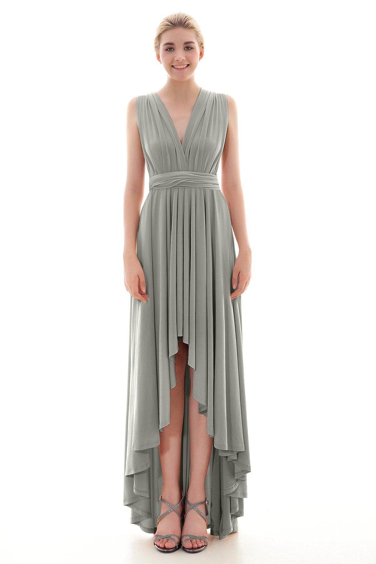 Asymmetrical High-Low Knitted Bridesmaid Dress COED16001