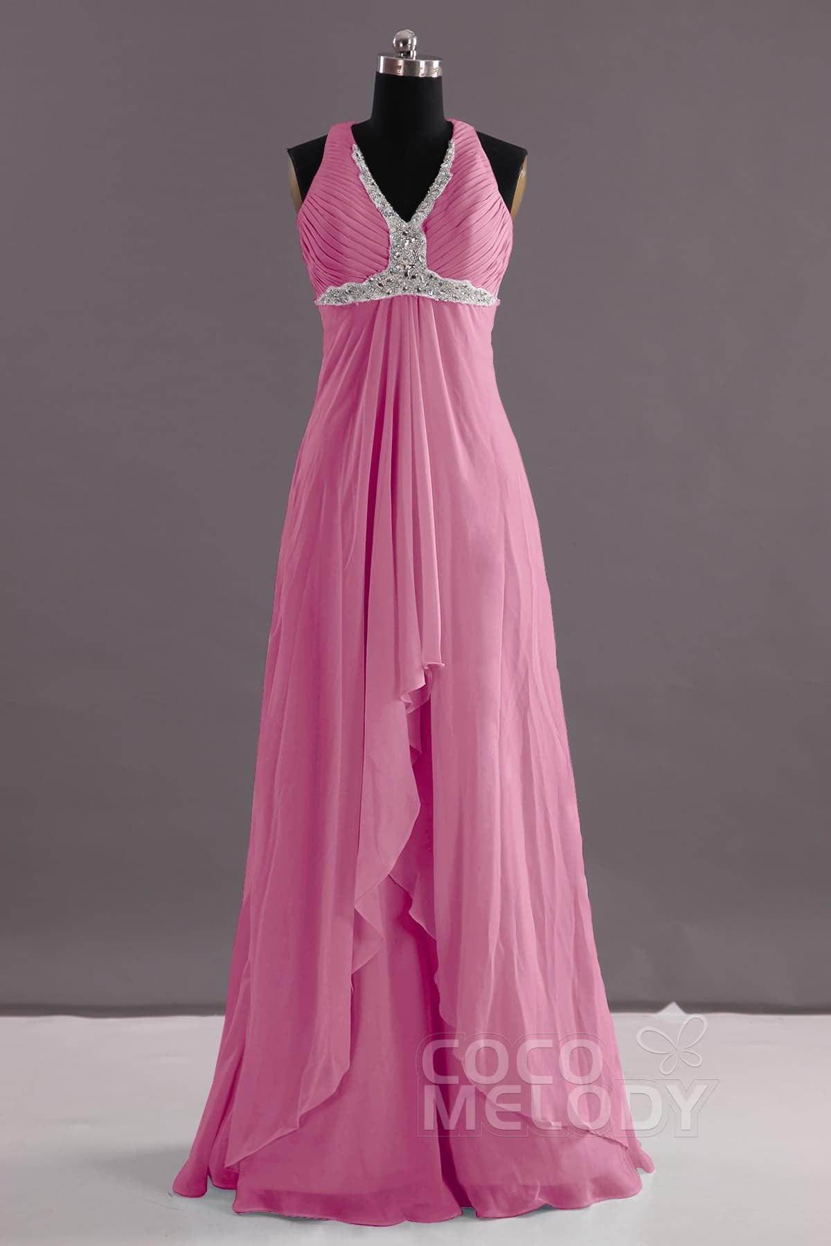Sheath-Column Floor Length Chiffon Evening Dress COEF14001