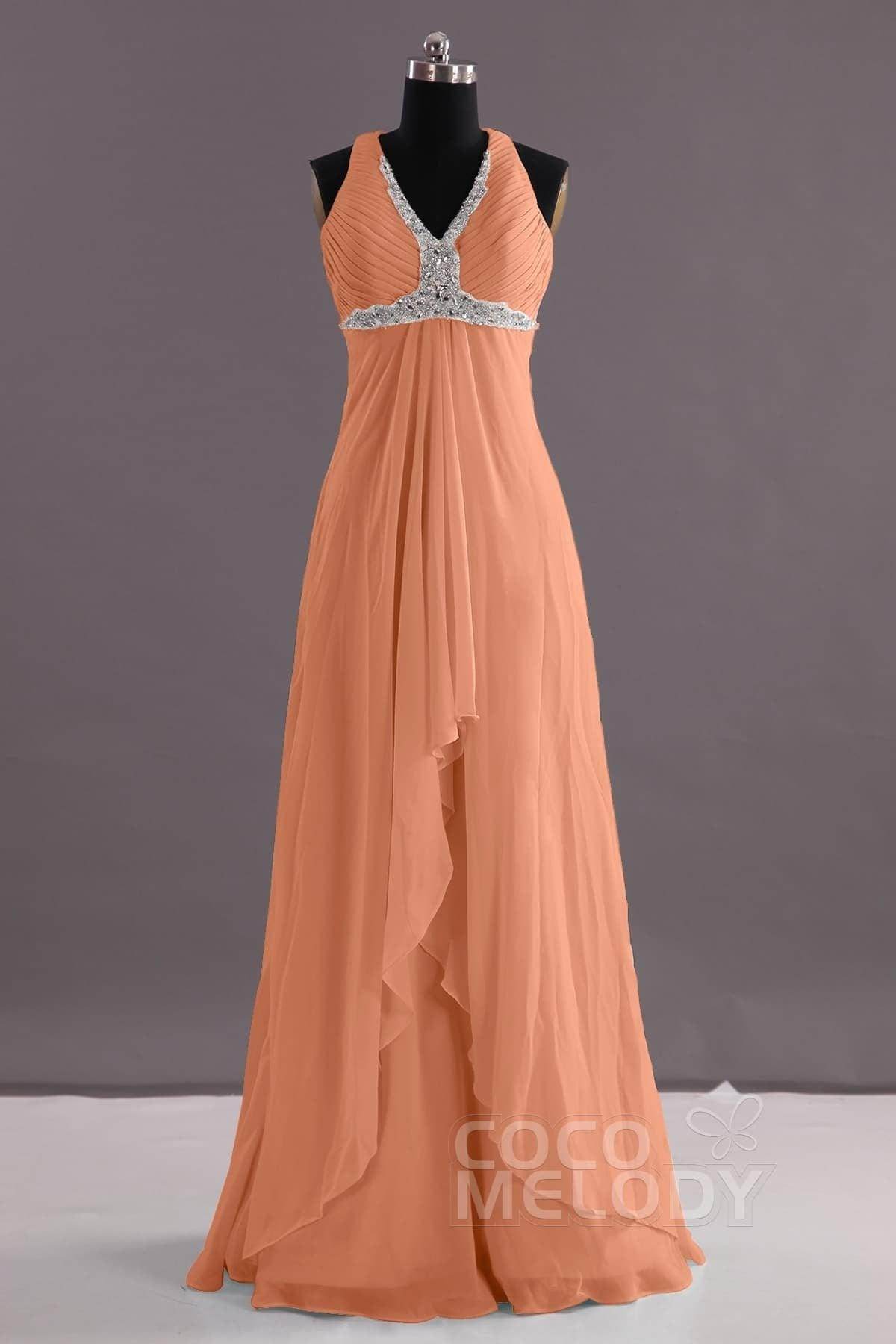 Sheath-Column Floor Length Chiffon Evening Dress COEF14001