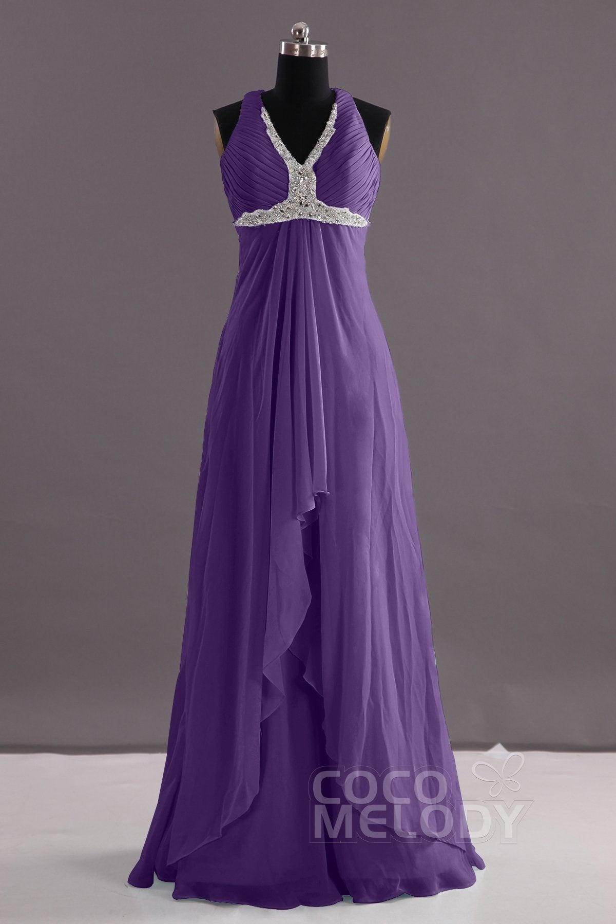 Sheath-Column Floor Length Chiffon Evening Dress COEF14001