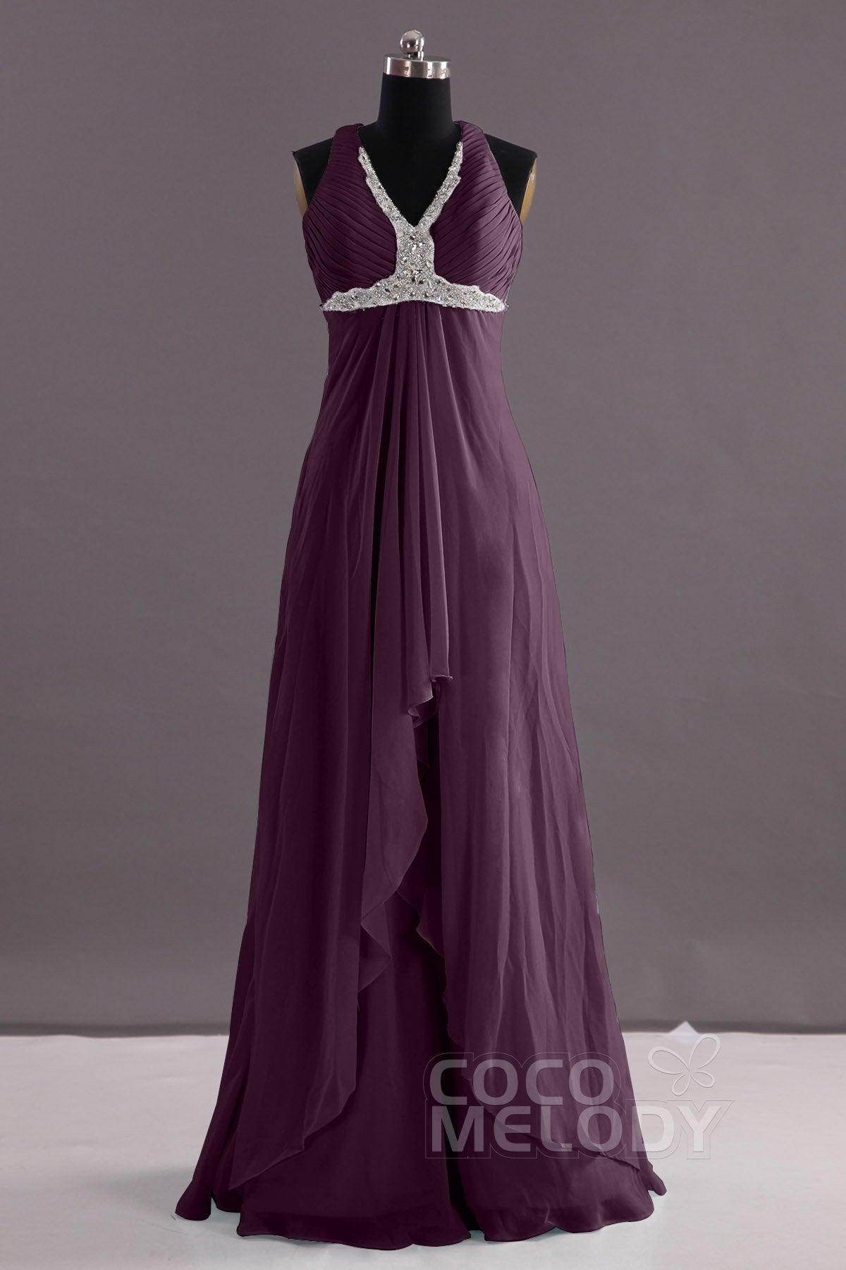 Sheath-Column Floor Length Chiffon Evening Dress COEF14001