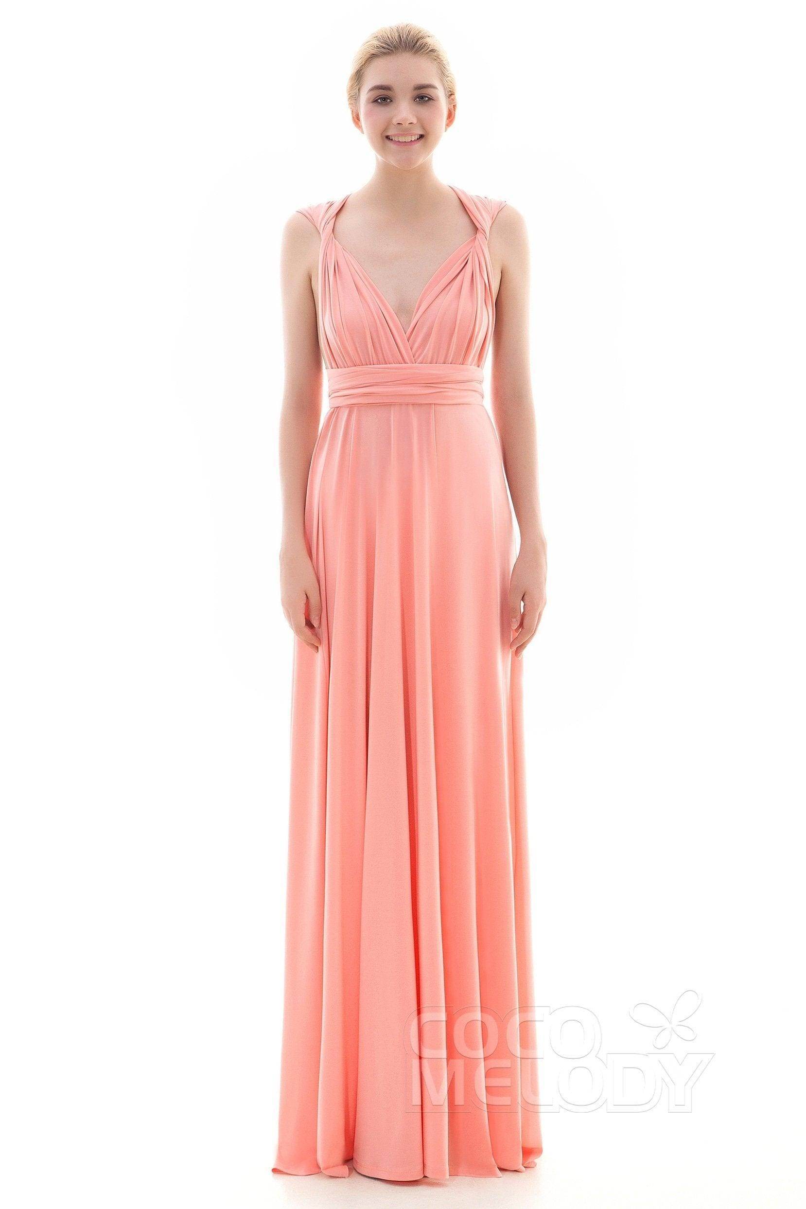 Sheath Floor Length Knitted Bridesmaid Dress COEF16001PS