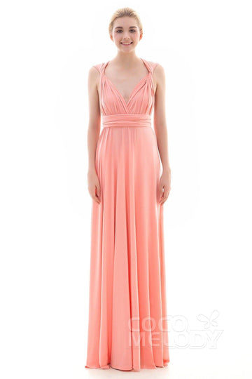 Sheath Floor Length Knitted Bridesmaid Dress COEF16001