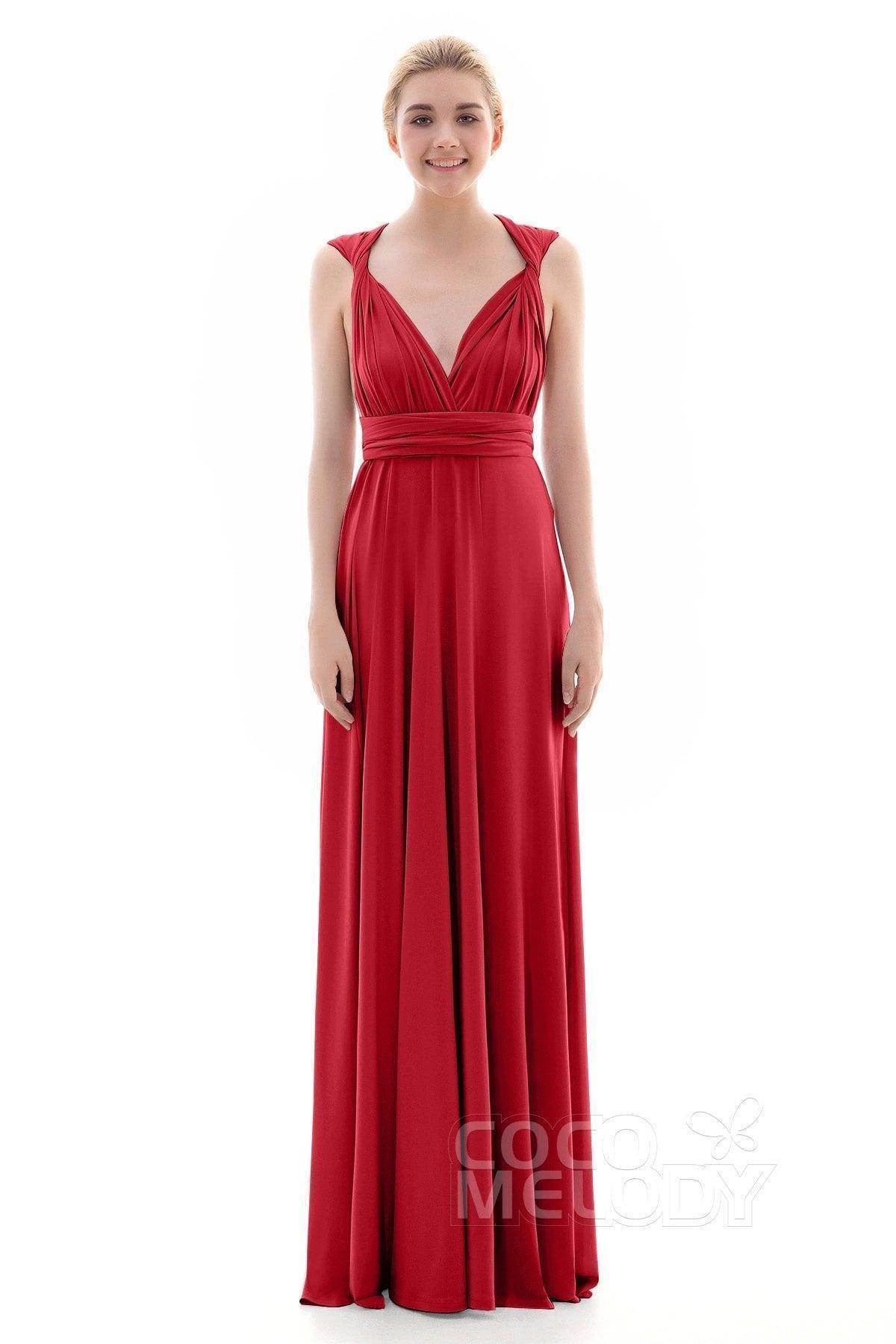 Sheath Floor Length Knitted Bridesmaid Dress COEF16001PS